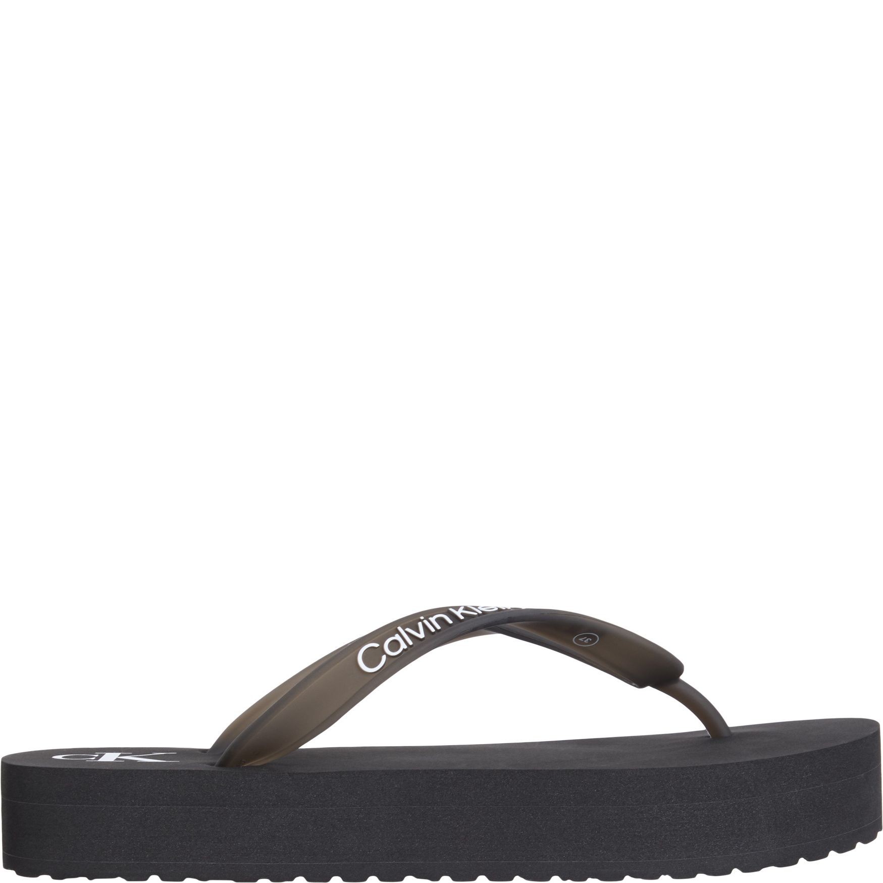 CALVIN KLEIN JEANS Pliažo šlepetės per pirštą moterims, Juoda, Beach sandal flatform 2