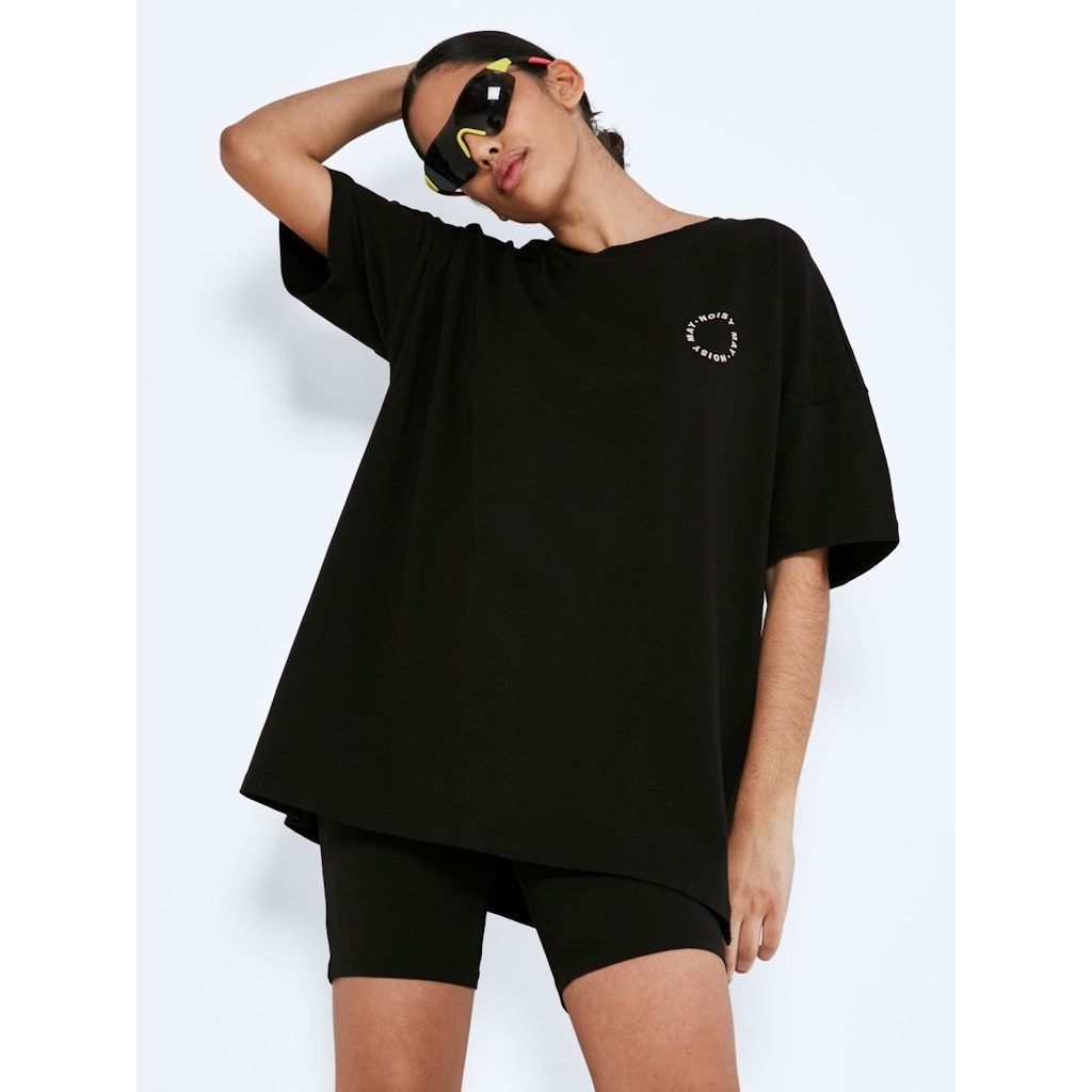 NOISY MAY Marškinėliai moterims, Juoda, NMLOUI S/S O-NECK LOG 6