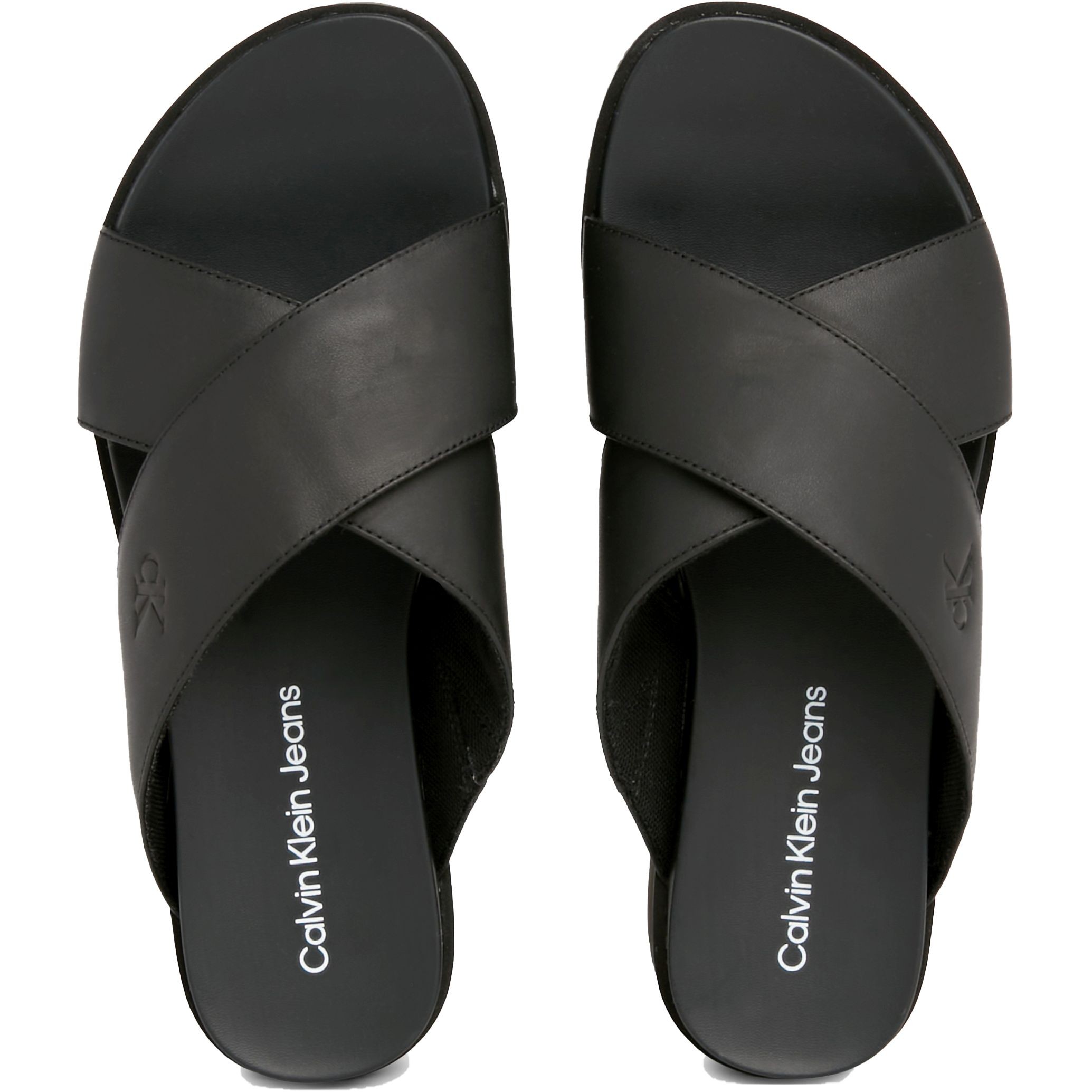 CALVIN KLEIN JEANS Šlepetės moterims, Juoda, Flatform cross slippers 4