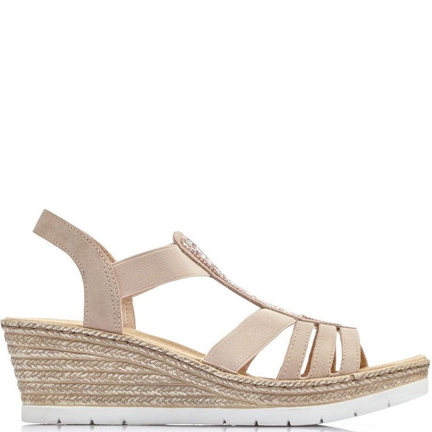 RIEKER Basutės moterims, Rožinė, SANDALS 2