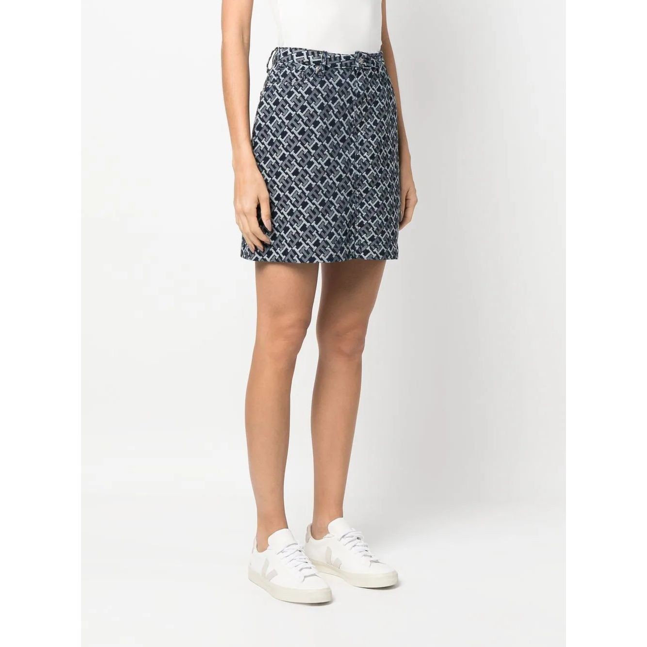 TOMMY HILFIGER Midi sijonas moterims, Marga, Denim short monogram skirt 3