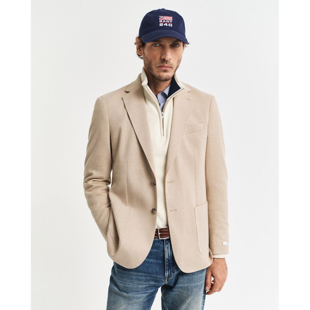 GANT Švarkas vyrams, Chaki, Slim two-tone jersey blazer 3