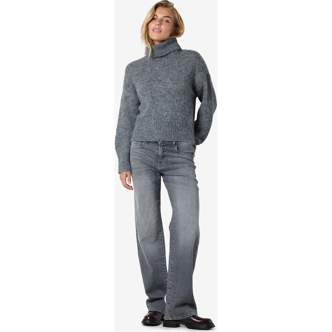 NOISY MAY Megztinis su kaklu moterims, Pilka, Sutton roll neck knit 3