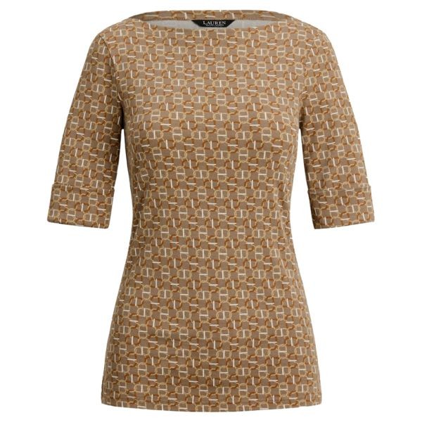 LAUREN RALPH LAUREN Marškinėliai trump. rankovėmis moterims, Smėlio, Judy mid sleeve t shirt 1