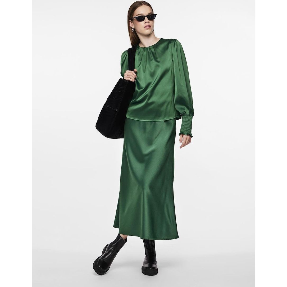 PIECES Midi sijonas moterims, Žalia, PCNORELLA HW ANKLE 7