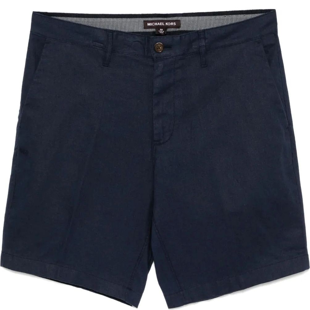 MICHAEL KORS Marškiniai trump. rankovėmis vyrams, Mėlyna, Linen cotton short 1