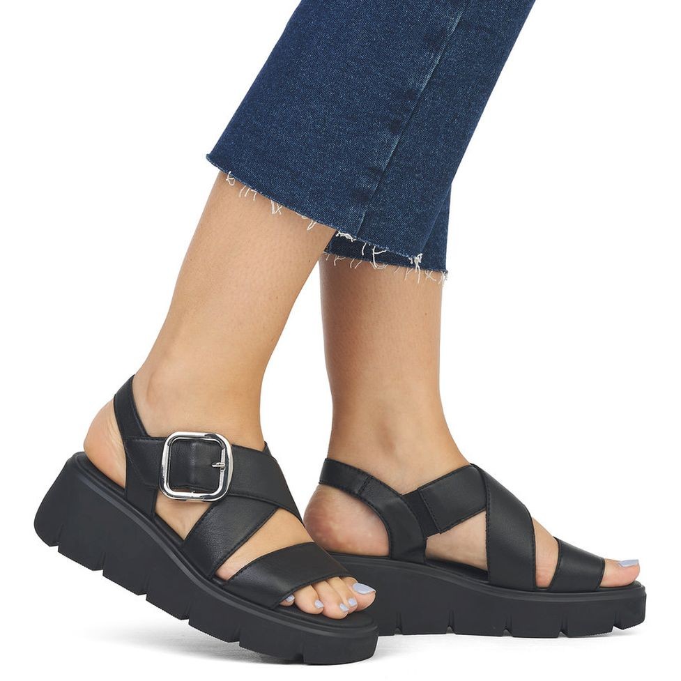 RIEKER Basutės moterims, Juoda, SANDALS 2