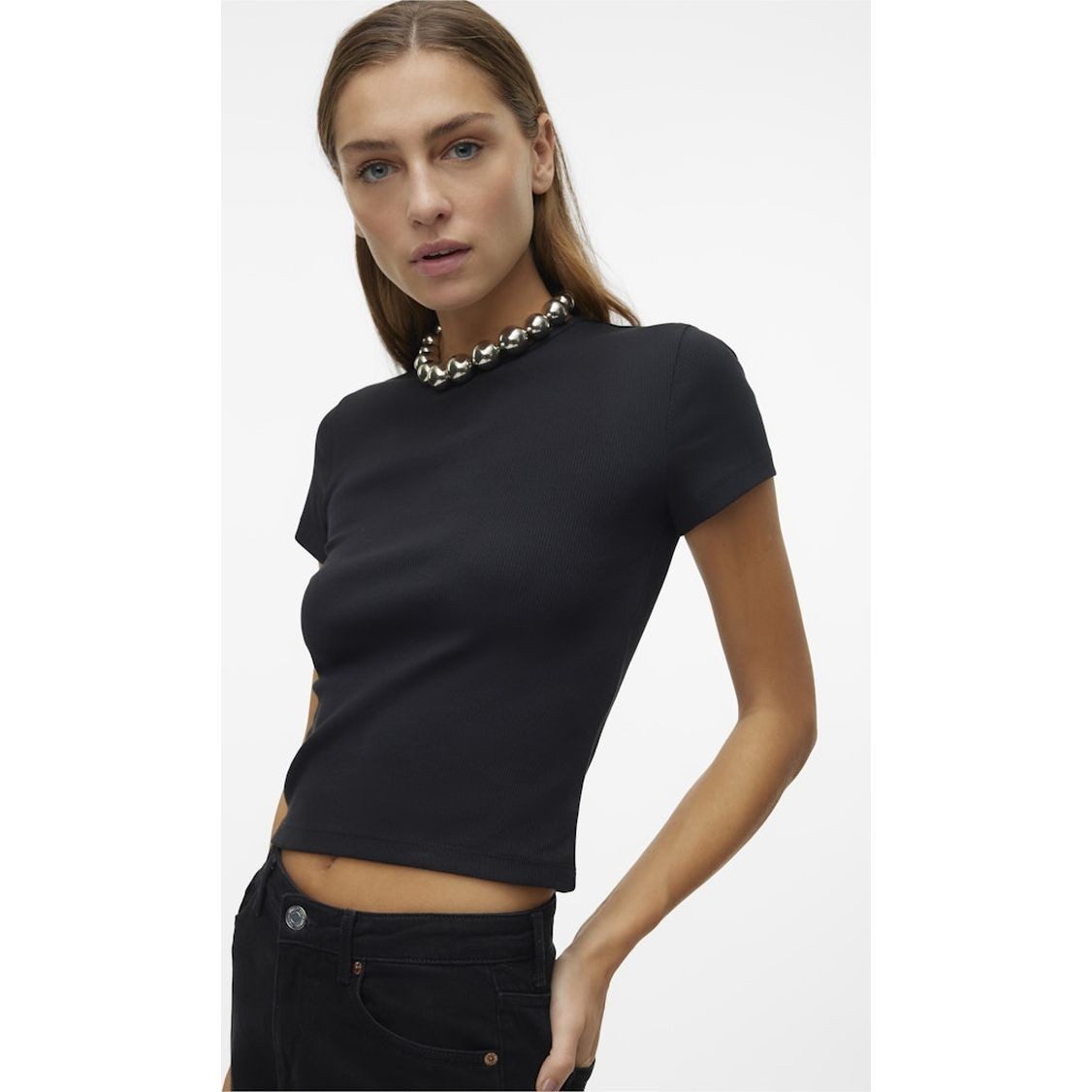 VERO MODA Marškinėliai moterims, Juoda, Vmchloe t-shirts 5