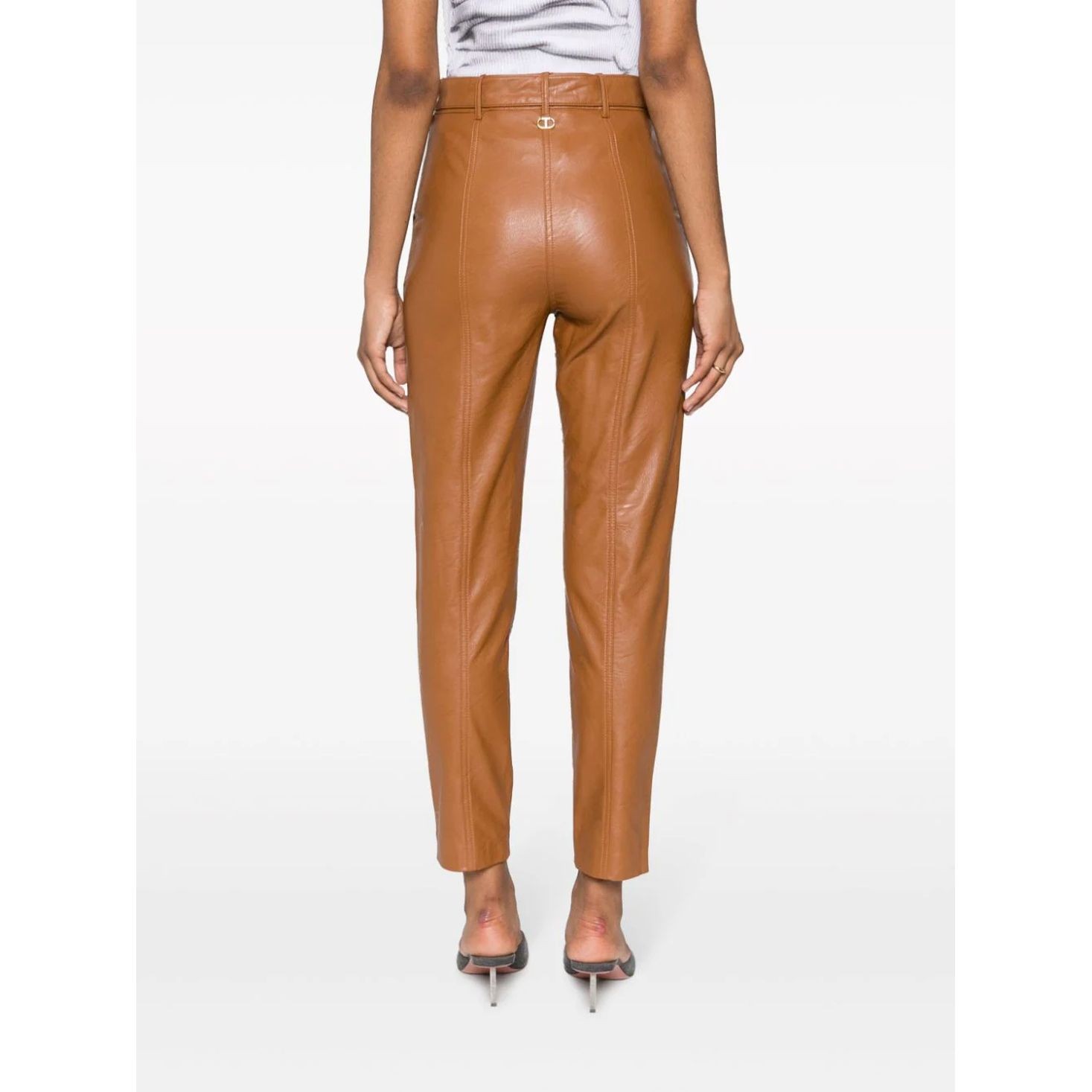 TWINSET Laisvalaikio kelnės moterims, Ruda, Leather pants 4