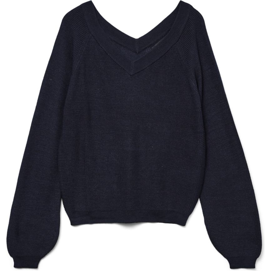 VERO MODA Megztinis moterims, Mėlyna, Newlexsun ls double v-neck