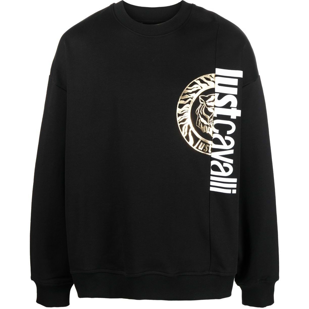 JUST CAVALLI Sportinis nertinis vyrams, Juoda, Round logo sweatshirts