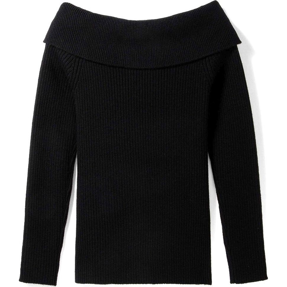 MICHAEL KORS Megztinis moterims, Juoda, Off fold sweater top 2