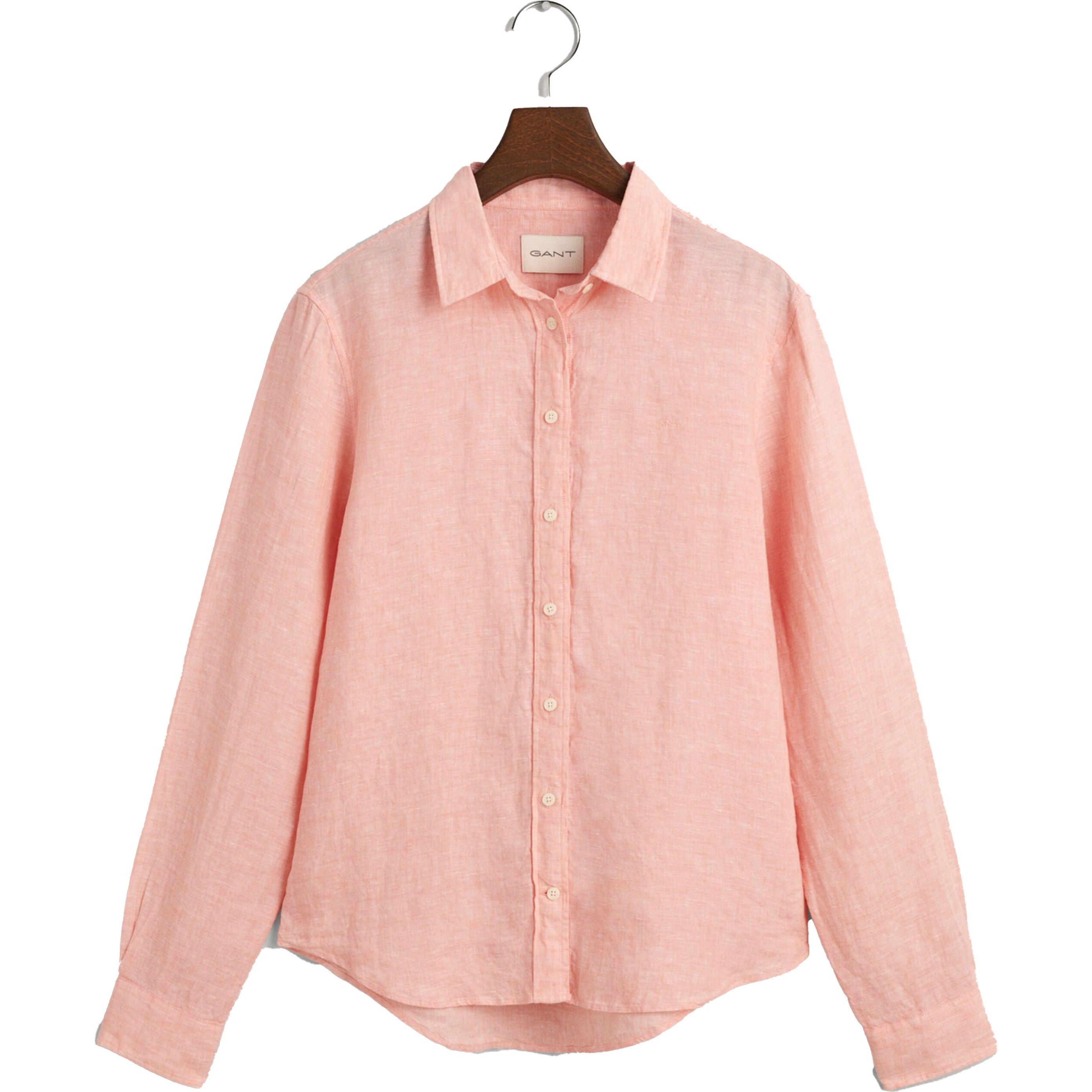 GANT Marškiniai moterims, Rožinė, REG LINEN CHAMBRAY SHIRT 1