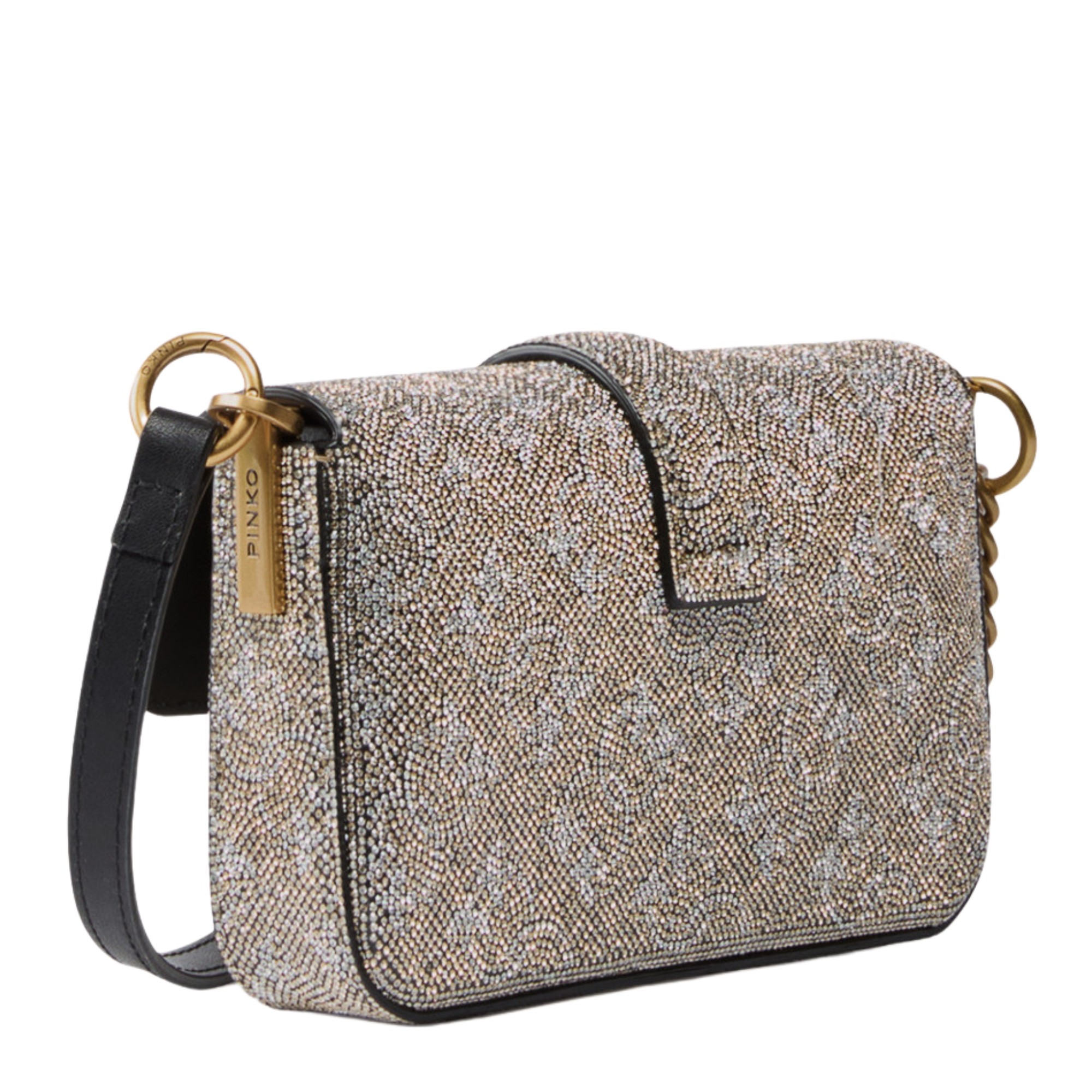 PINKO Rankinė per petį moterims, Auksinė, Love one slouchy baby monogram 2