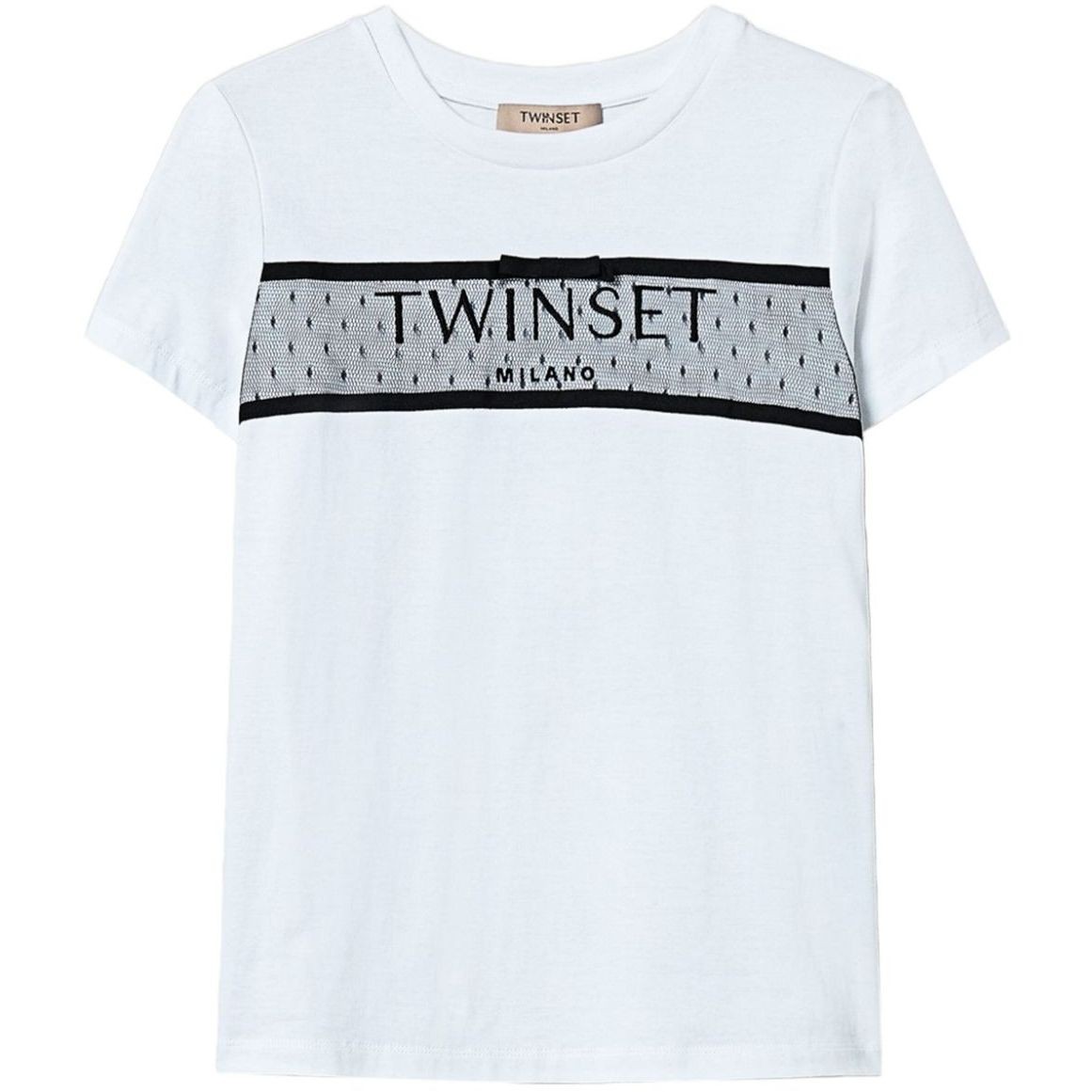 TWINSET Marškinėliai trump. rankovėmis moterims, Balta, Embroidered logo t-shirt