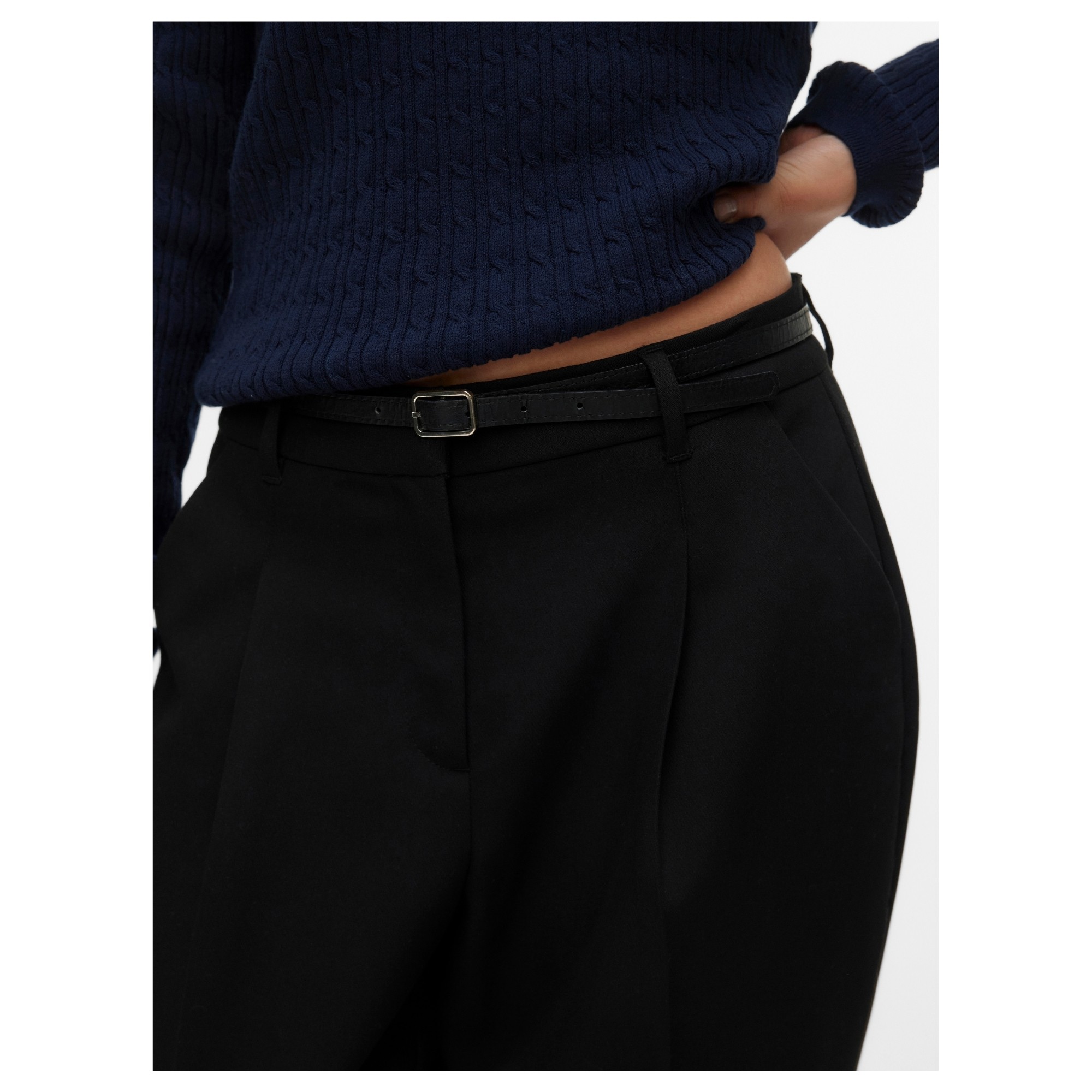 VERO MODA Kelnės moterims, Juoda, Elma barrel 4