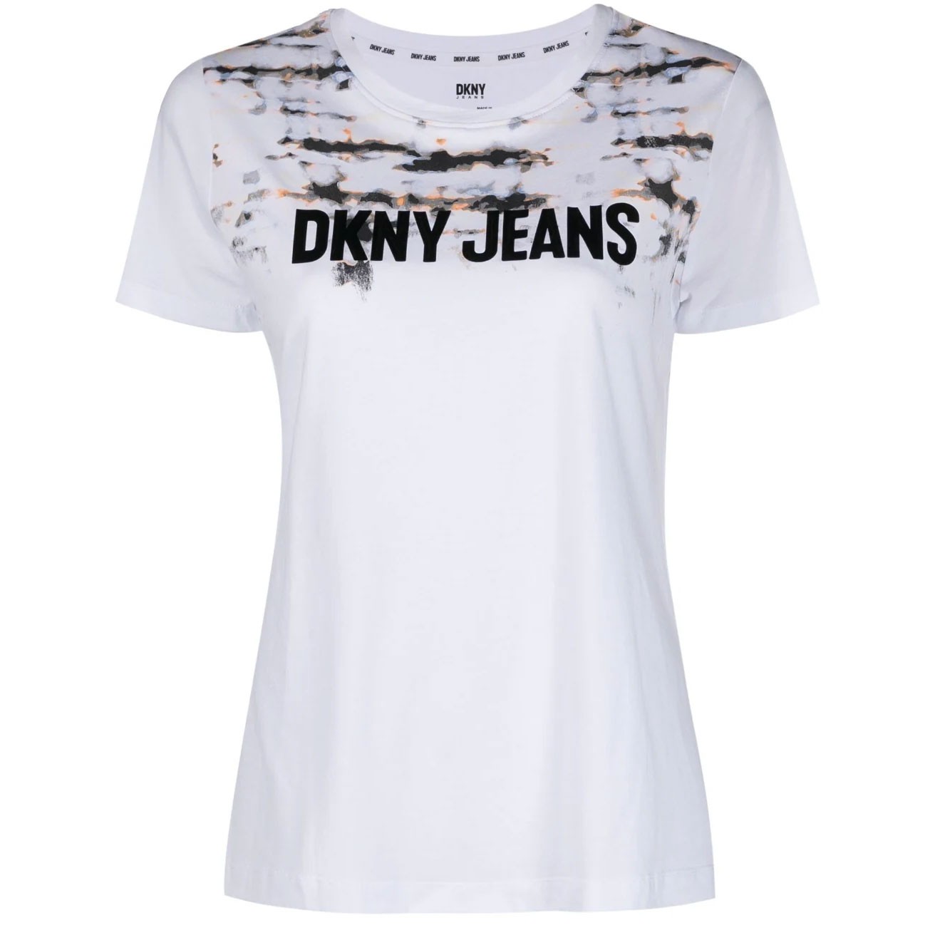 DKNY Marškinėliai trump. rankovėmis moterims, Balta, Tie dye logo tee 1
