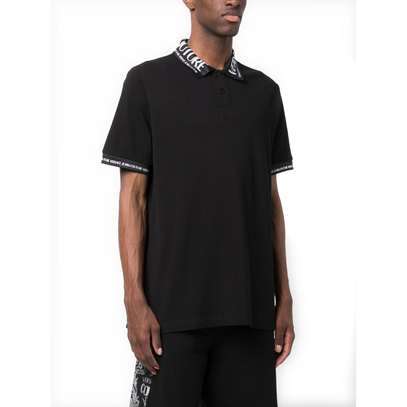 VERSACE JEANS CUTURE Polo marškiniai trumpos rank. vyrams, Juoda, Logo collar polo 2