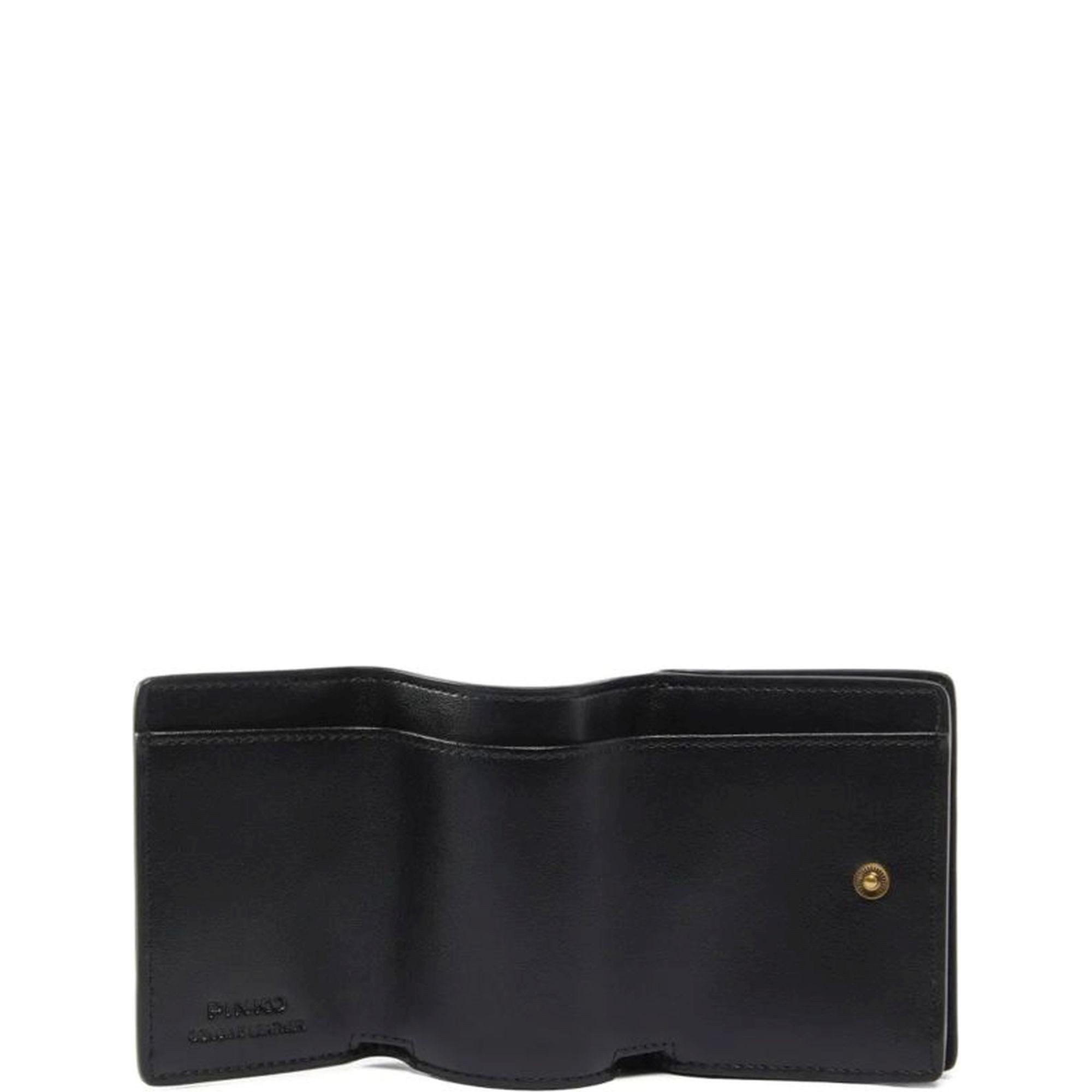 PINKO Piniginė moterims, Juoda, Charm wallet vitello seta 3
