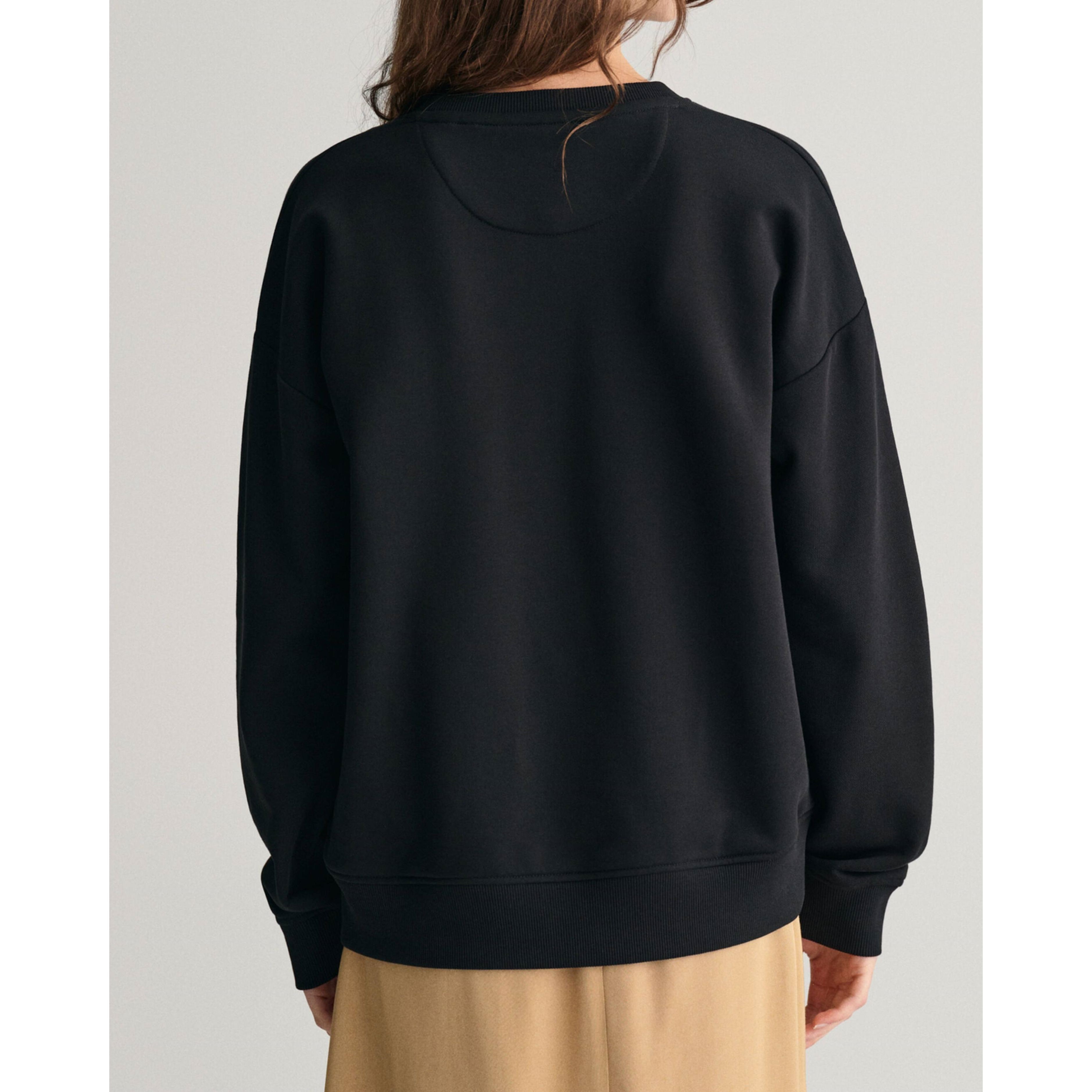 GANT Megztinis moterims, Juoda, REL SHIELD C-NECK SWEAT 3