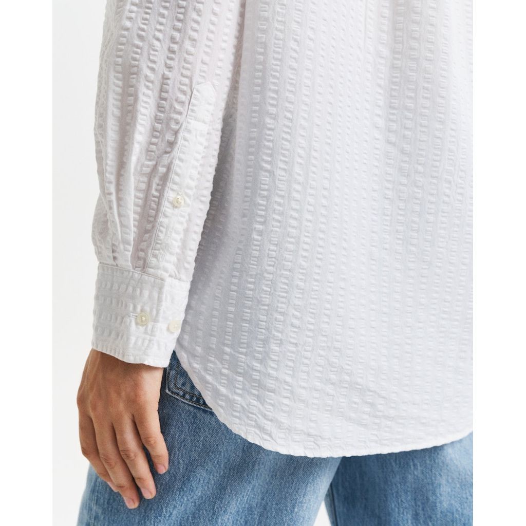 GANT Marškiniai ilgomis rankovėmis moterims, Balta, Rel tonal striped shirt 4