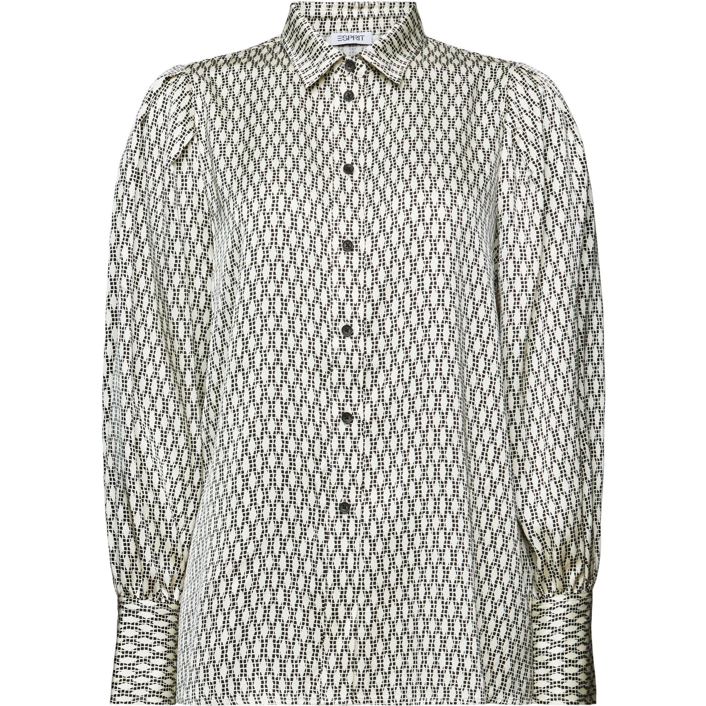 ESPRIT Palaidinės moterims, Juoda, Printed Satin Shirt Blouse 1