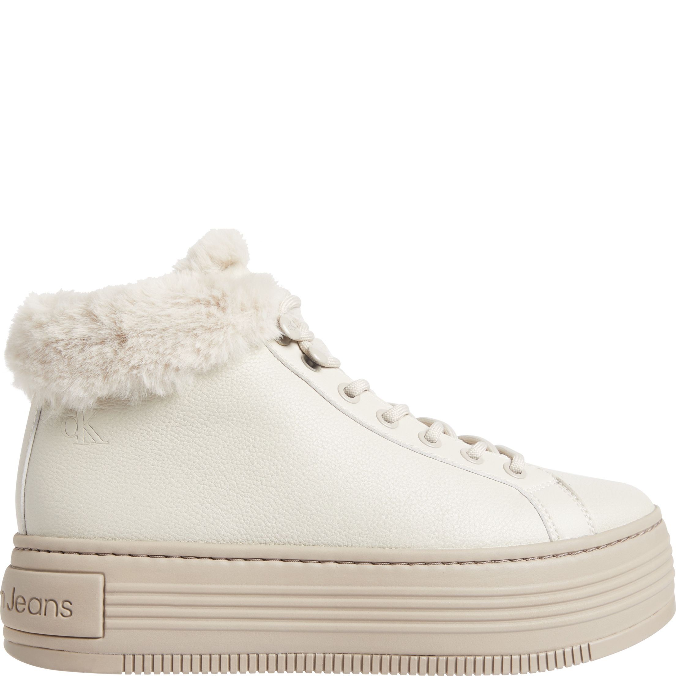 CALVIN KLEIN JEANS Pašiltinti aulinukai moterims, Smėlio, Bold low laceup booties