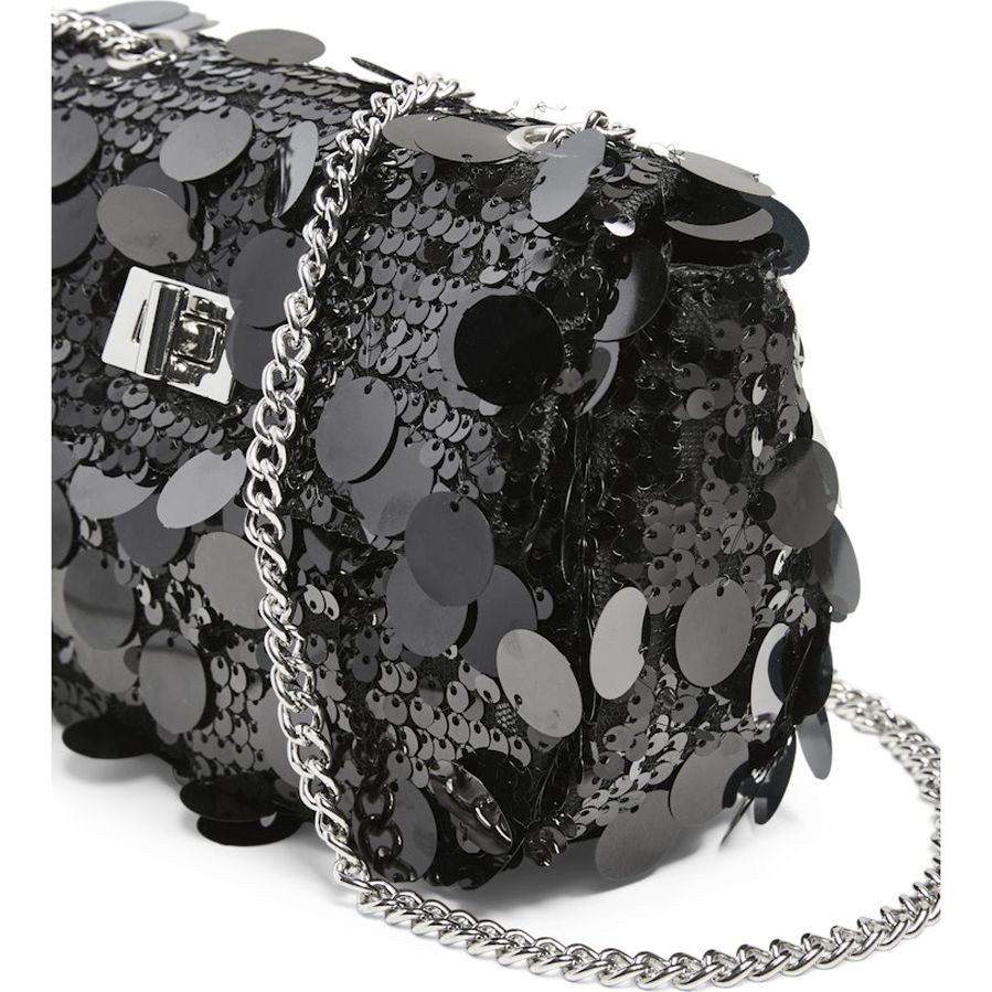 PIECES Rankinė per petį moterims, Juoda, PCNELLA SEQUINS CROSS 5