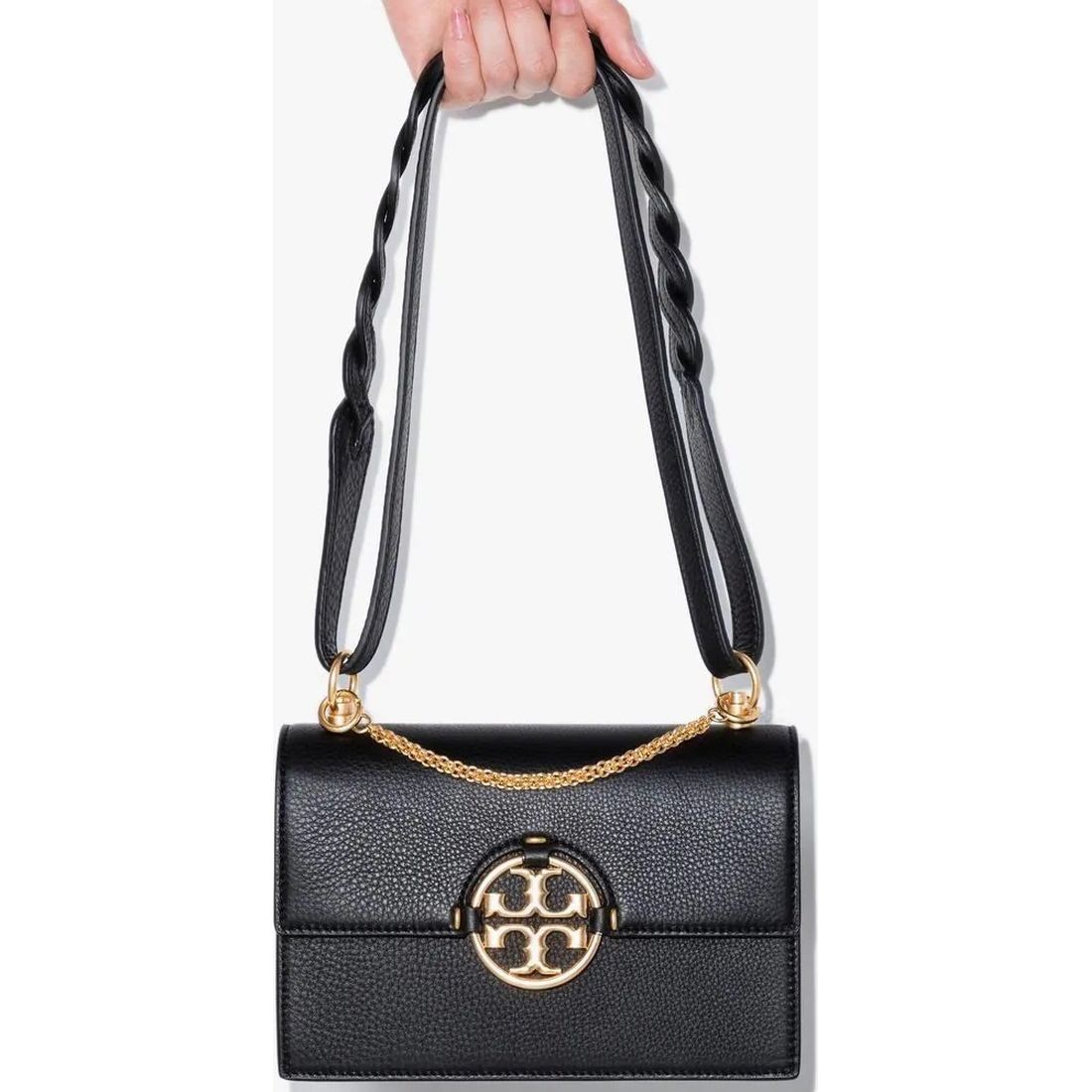 TORY BURCH Rankinė per petį moterims, Juoda, Miller small flap shoulder bag 3