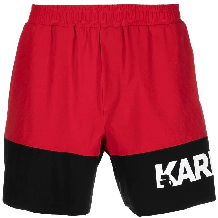 KARL LAGERFELD Apatinė kostiumėlio dalis vyrams, Raudona, Colour block med boardshorts 1