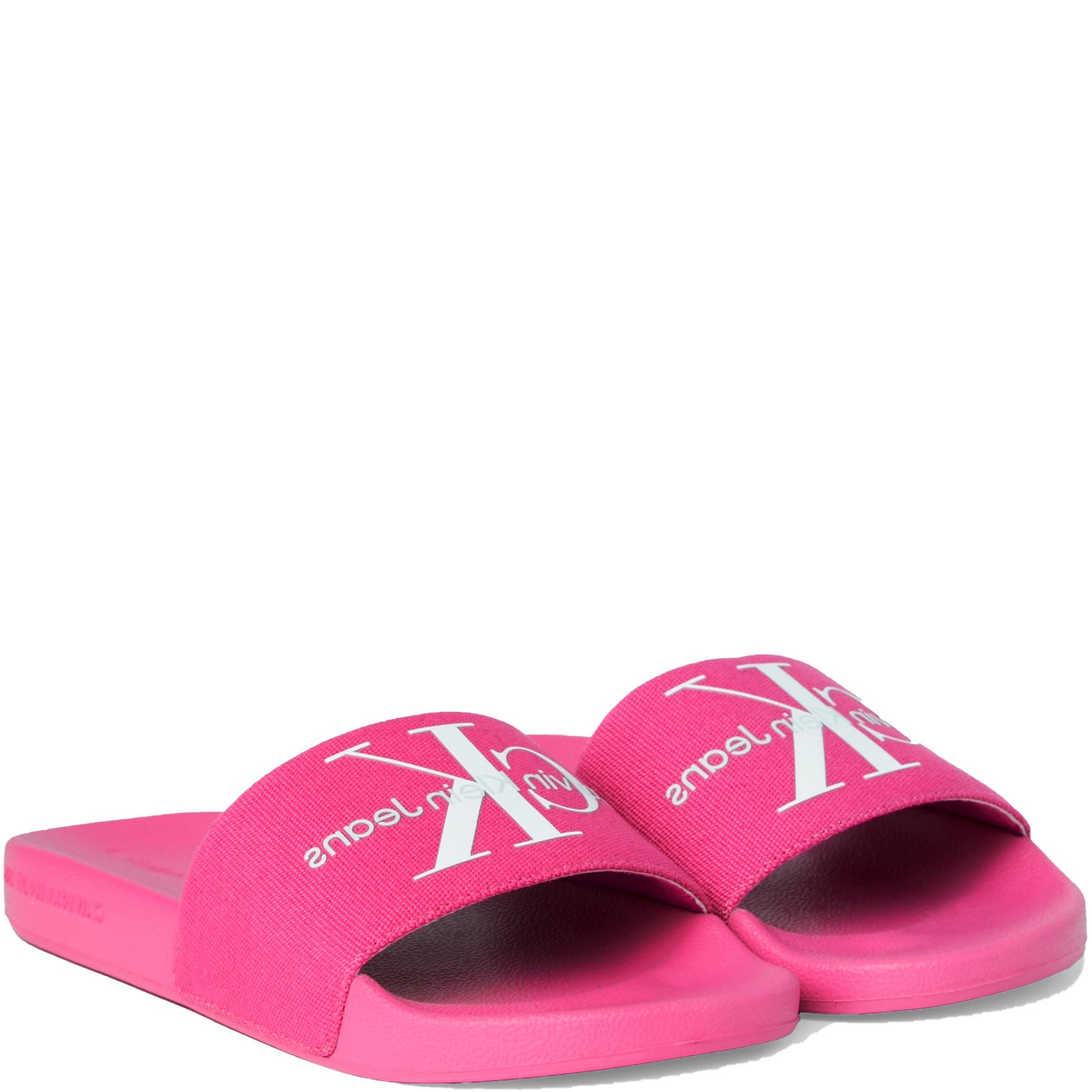 CALVIN KLEIN JEANS Guminės šlepetės moterims, Rožinė, Slide monogram 1