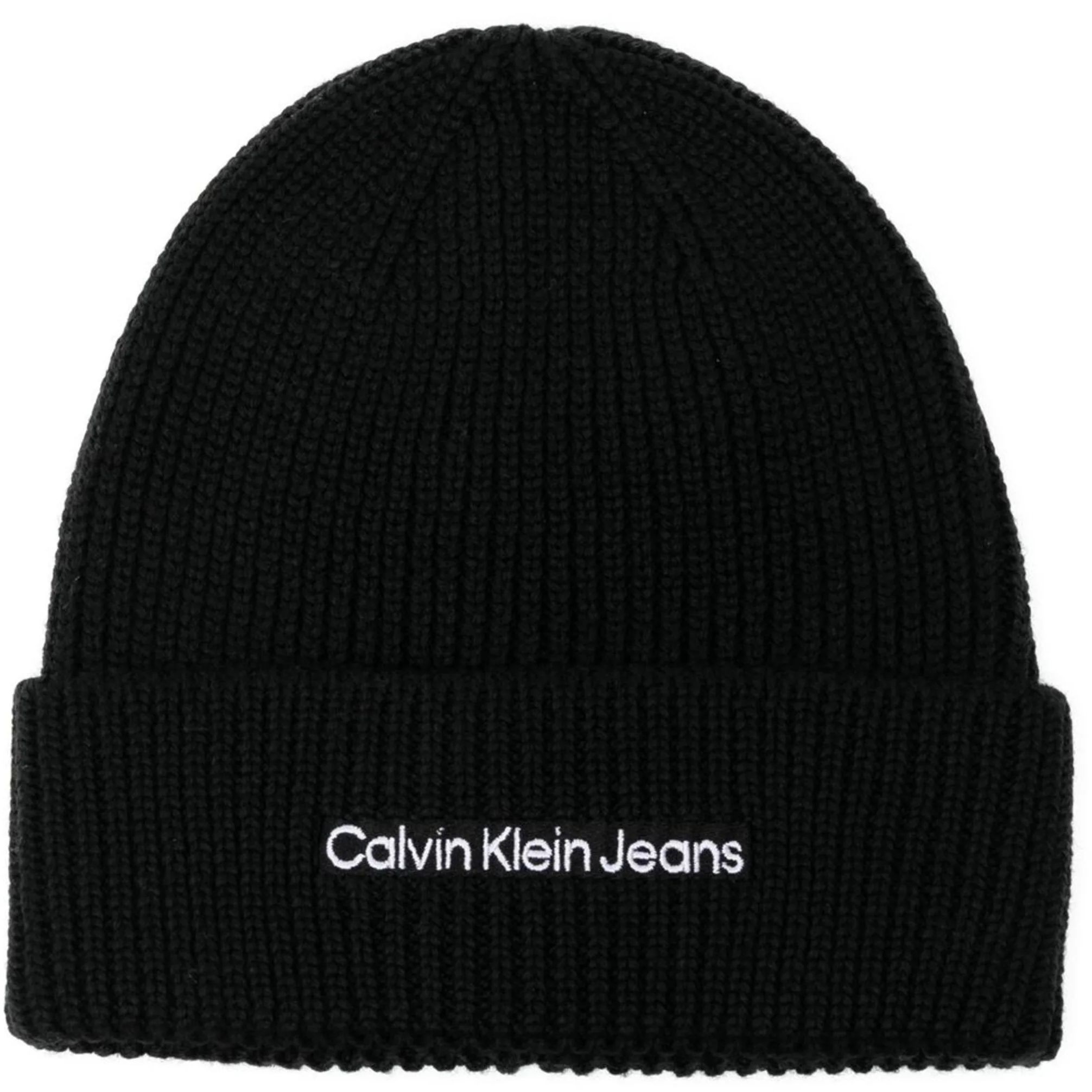 CALVIN KLEIN JEANS Kepurė moterims, Juoda, INSTITUTIONAL EMBRO BEANIE 1
