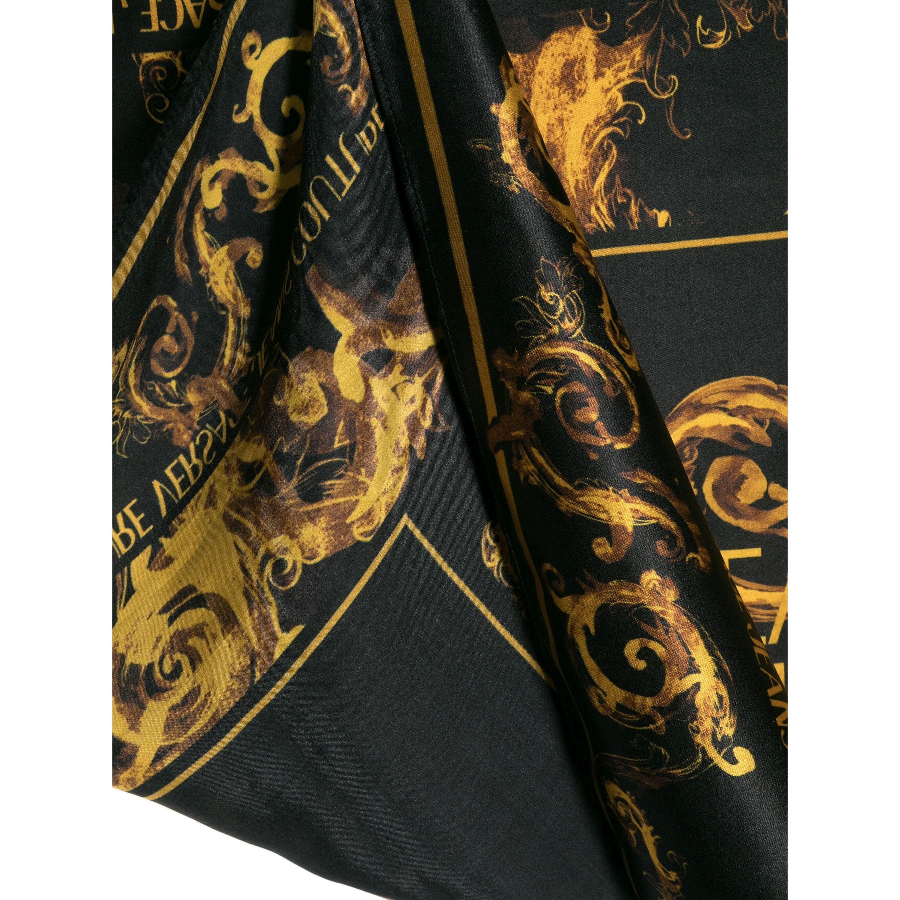 VERSACE JEANS CUTURE Šalikas moterims, Juoda, Barocco-print silk scarf 3