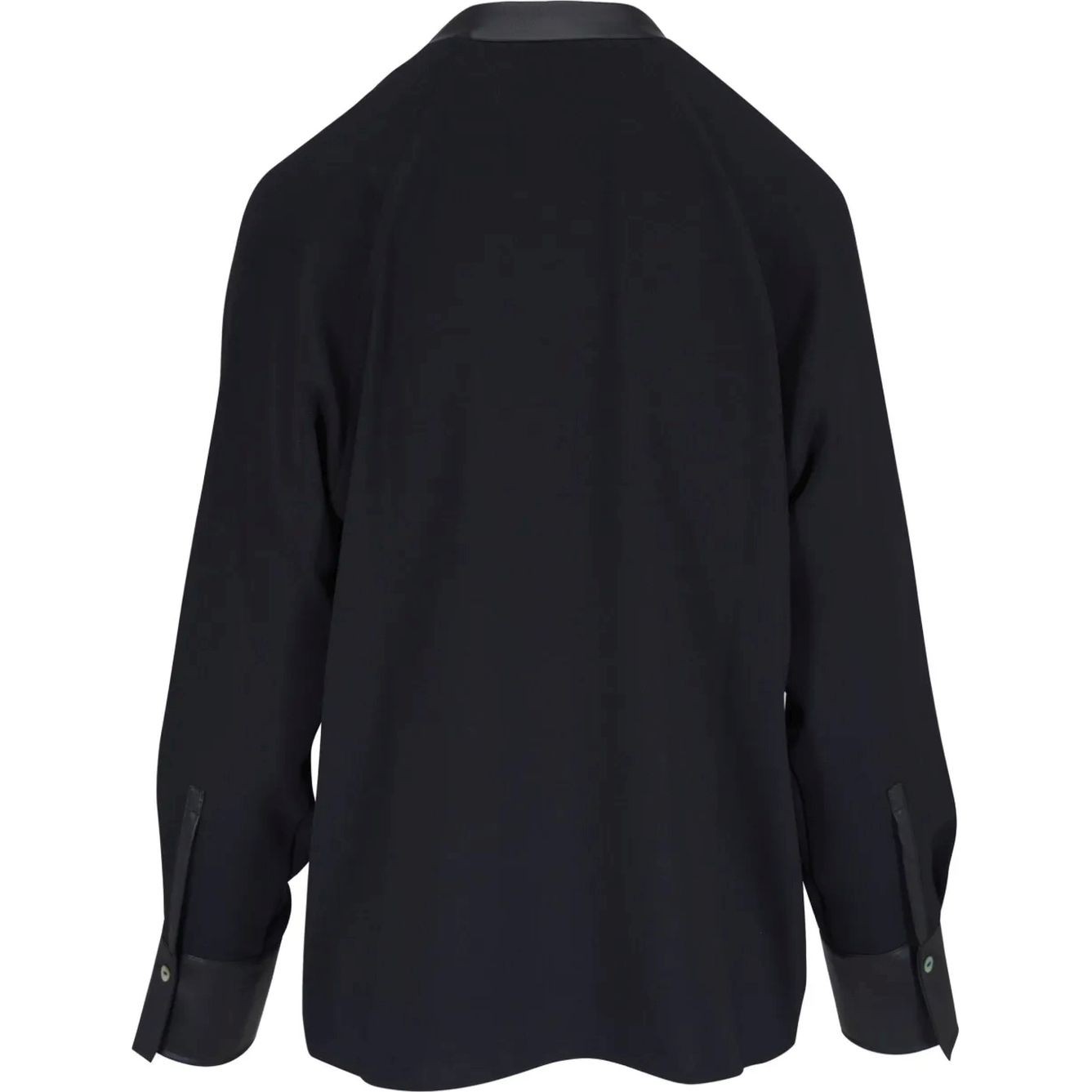 VINCE Marškiniai ilgomis rankovėmis moterims, Juoda, Leather trim dolman slv blouse 2