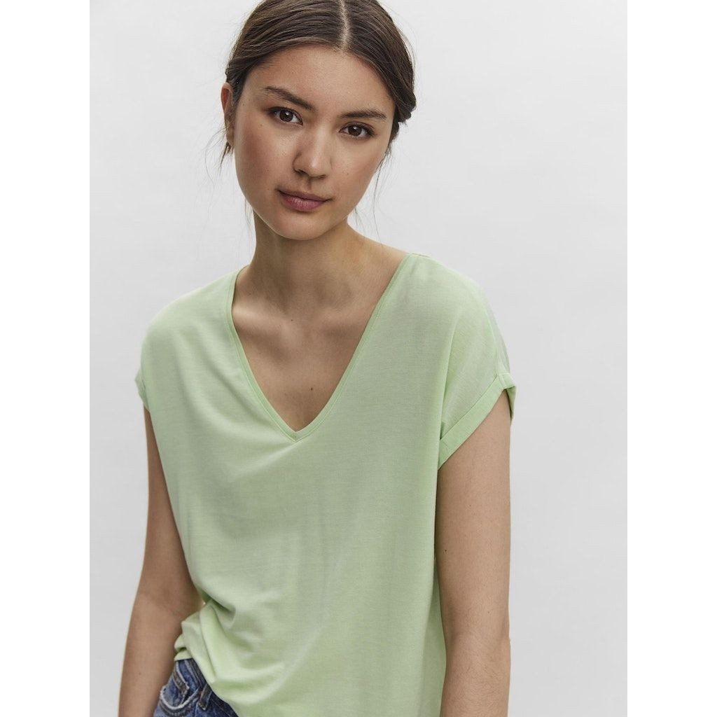 VERO MODA Marškinėliai moterims, Žalia, VMAVA SS V-NECK 5