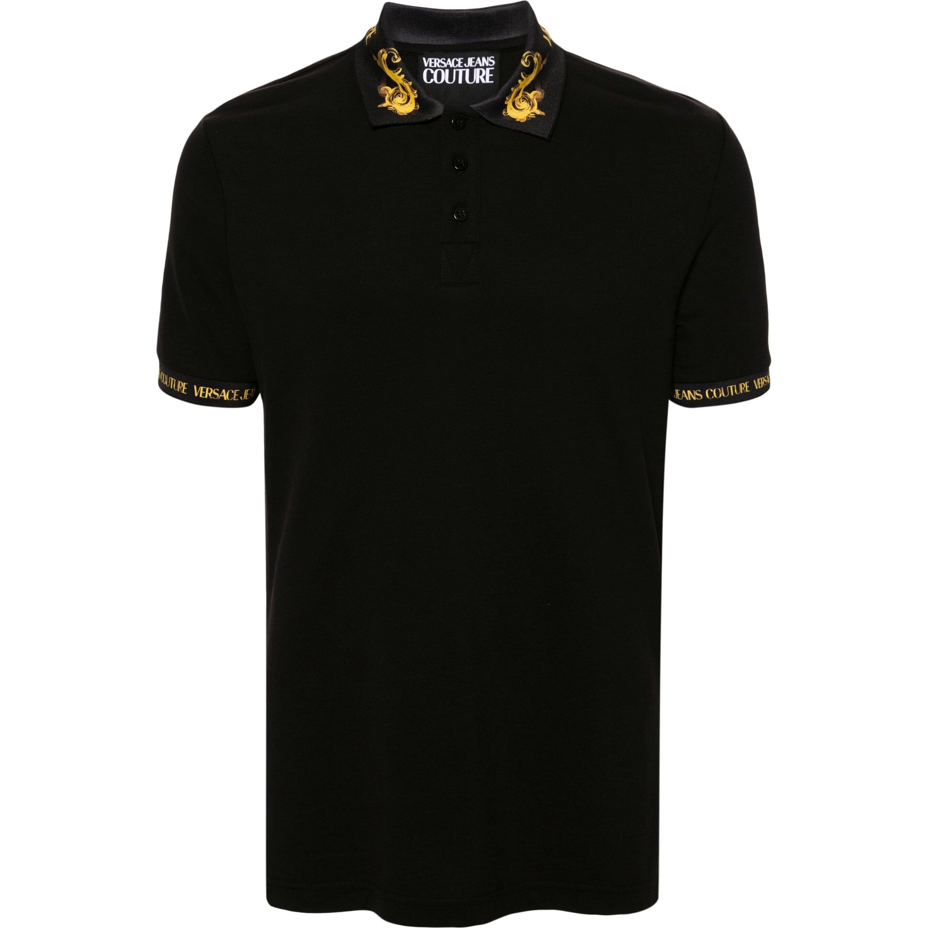 VERSACE JEANS CUTURE Polo marškiniai trumpos rank. vyrams, Juoda, Watercolor print polo shirt