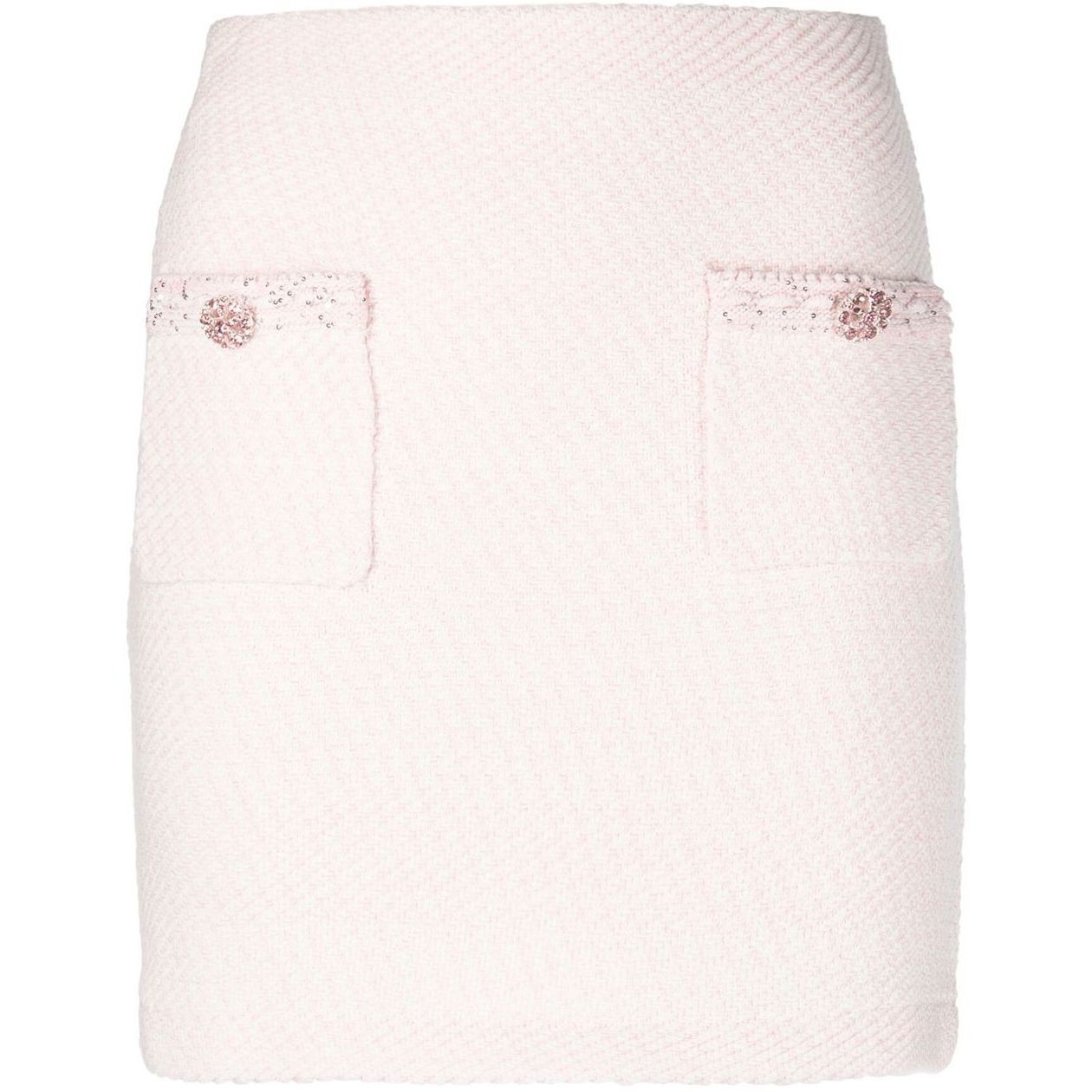 SELF PORTRAIT Mini sijonas moterims, Rožinė, Pink knit mini skirt