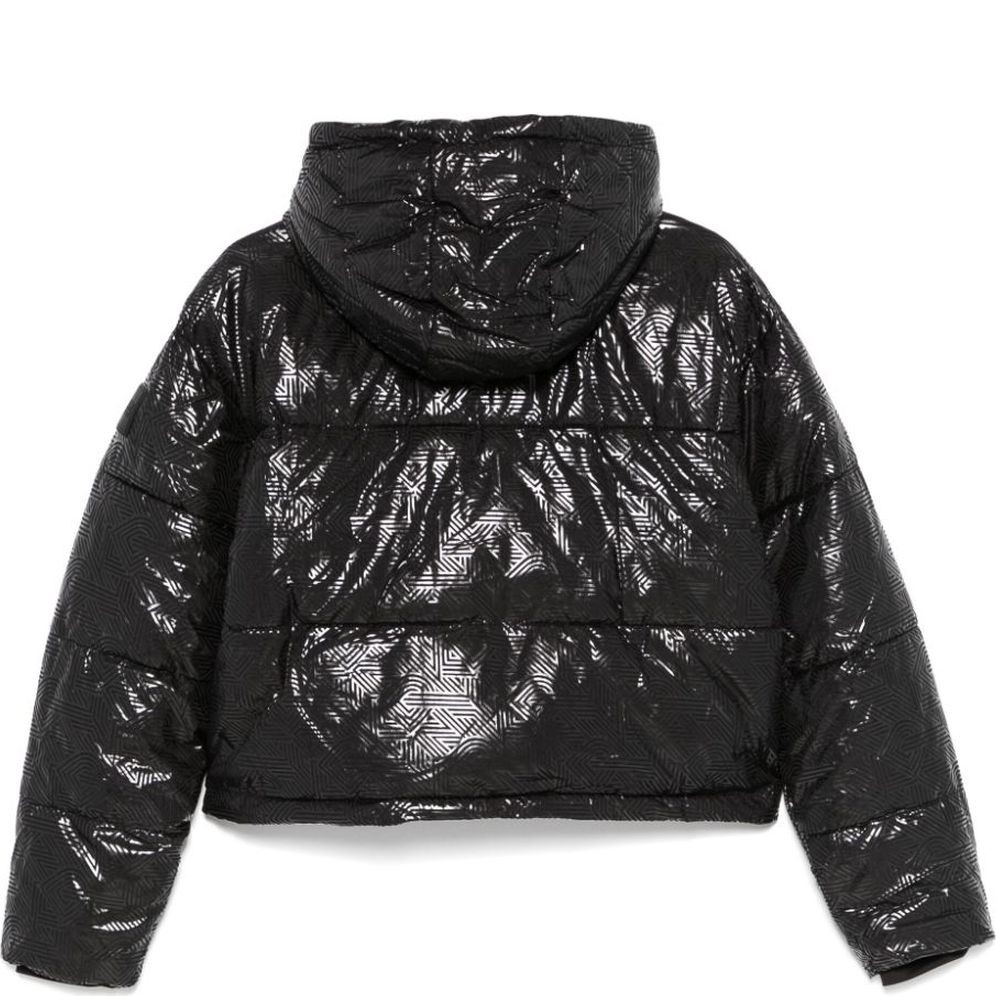 DKNY Pūkinė striukė moterims, Juoda, Emb prt puffer jkt 2