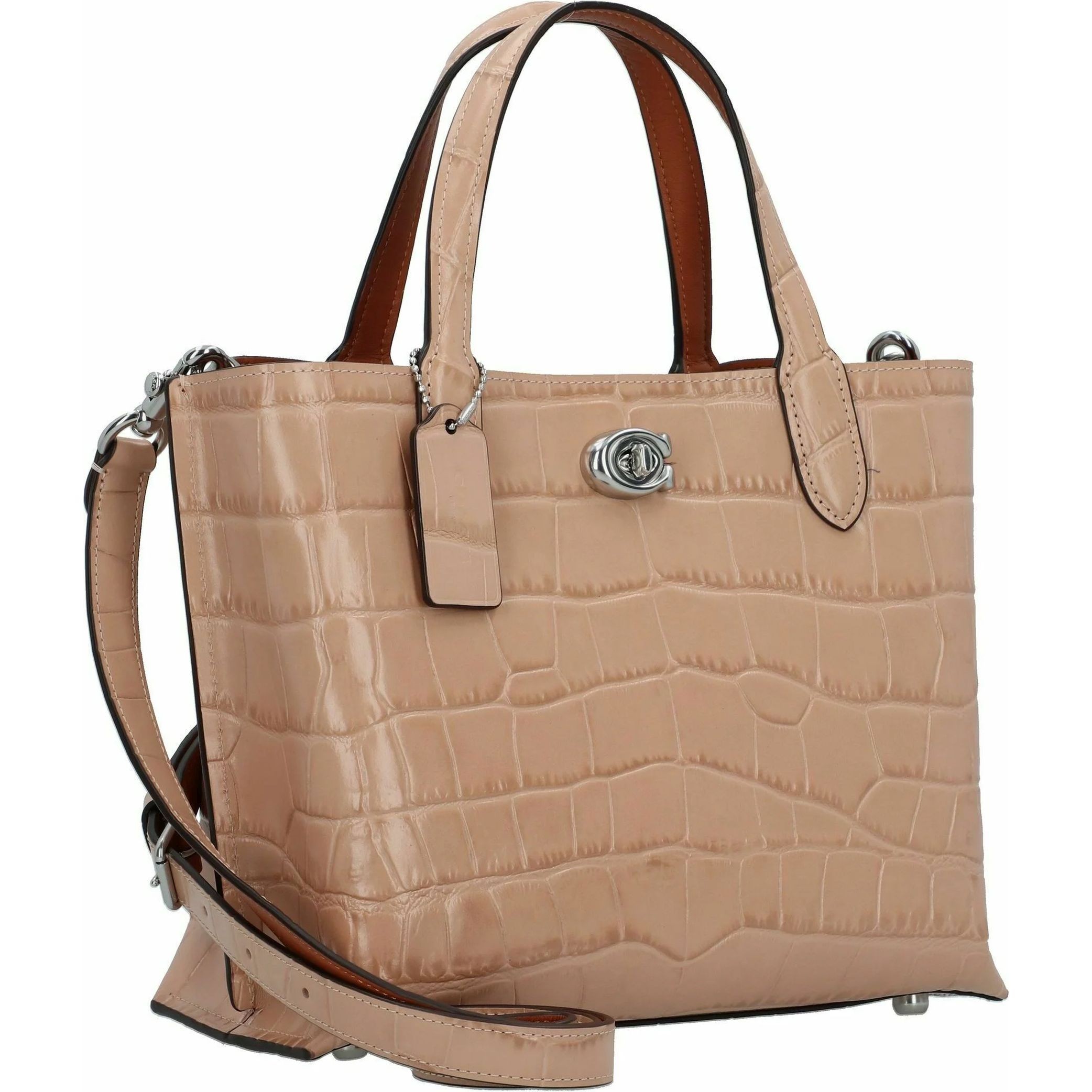 COACH Pirkinių krepšys moterims, Rožinė, Embossed croc willow tote 24 5