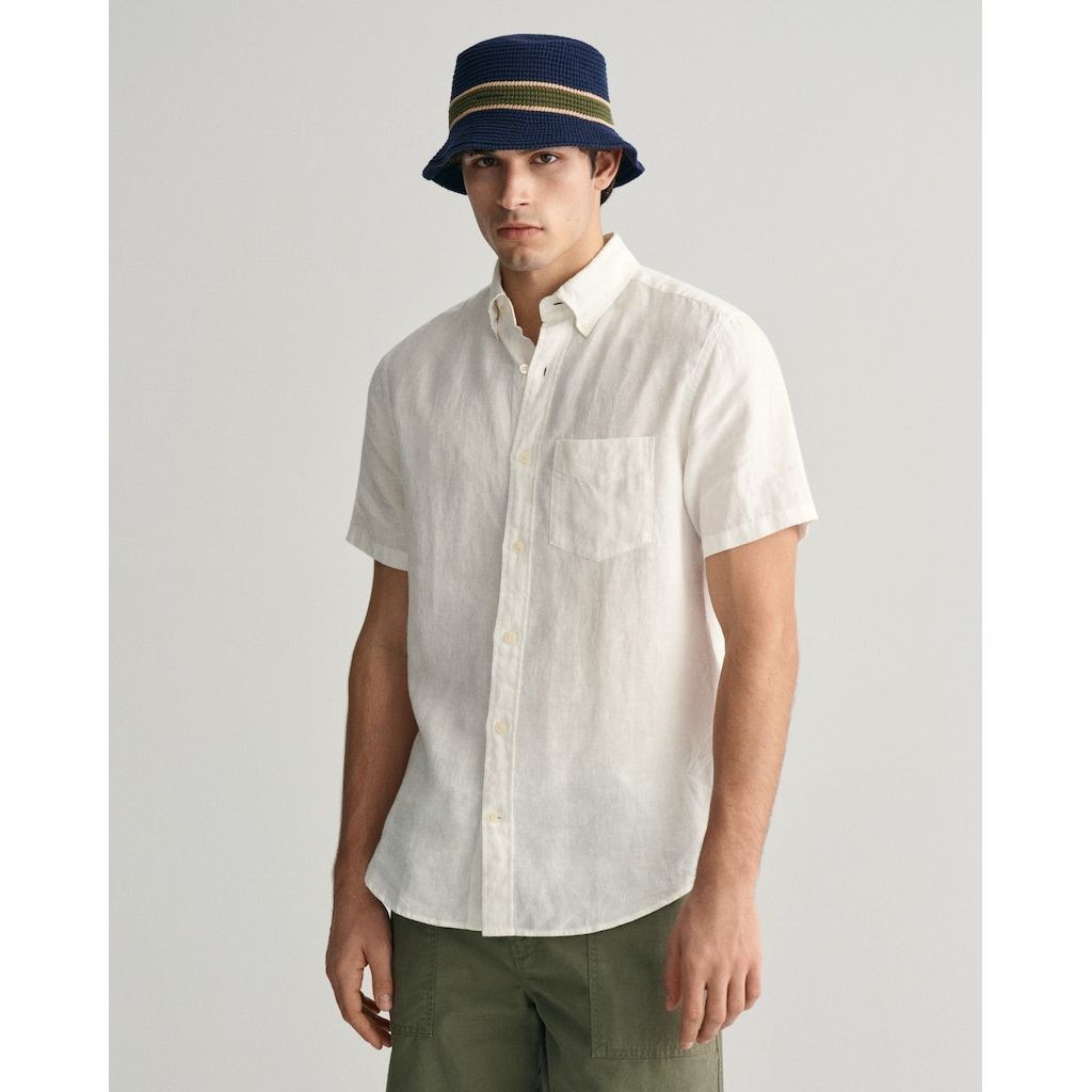 GANT Marškiniai vyrams, Balta, REG LINEN SS SHIRT 2