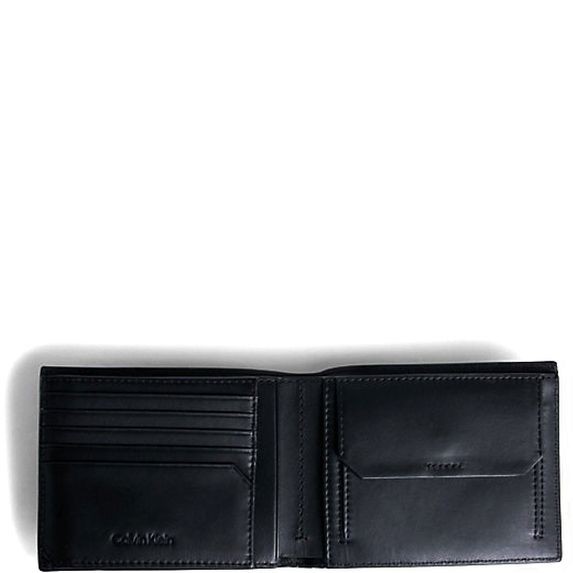 CALVIN KLEIN Piniginė vyrams, Juoda, Trifold 10cc w/coin wallets 3