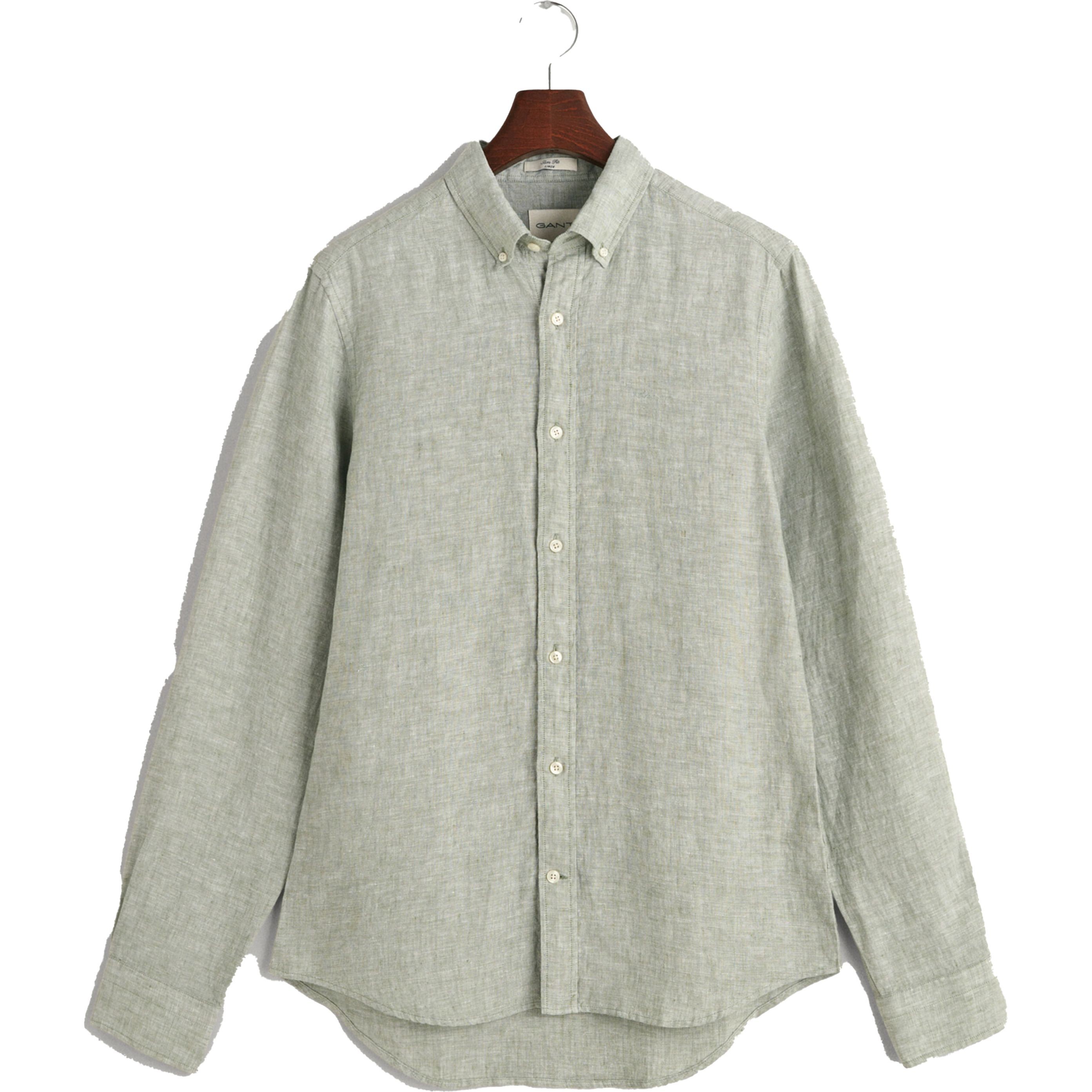 GANT Marškiniai vyrams, Žalia, SLIM LINEN SHIRT 1