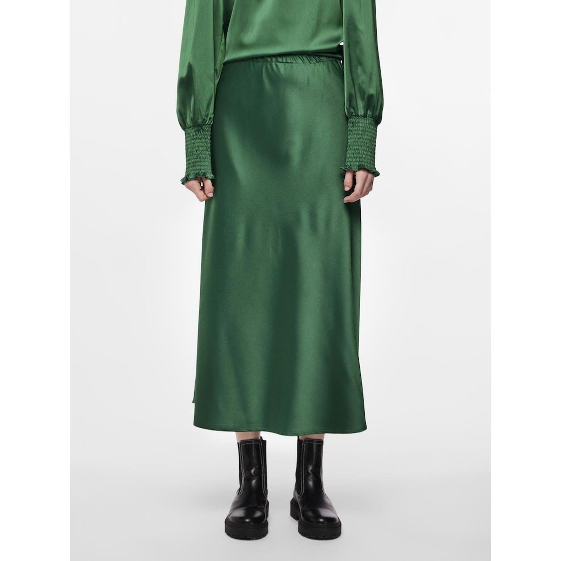 PIECES Midi sijonas moterims, Žalia, PCNORELLA HW ANKLE 3