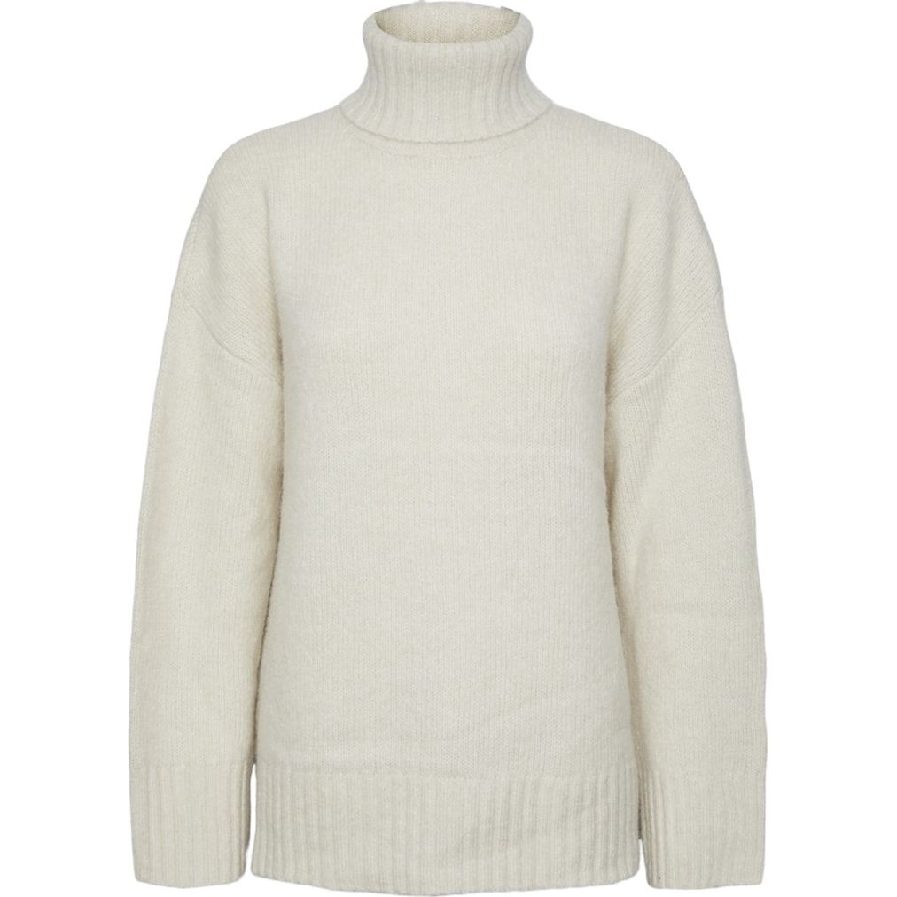 PIECES Megztinis su kaklu moterims, Balta, Nancy roll neck knit 1