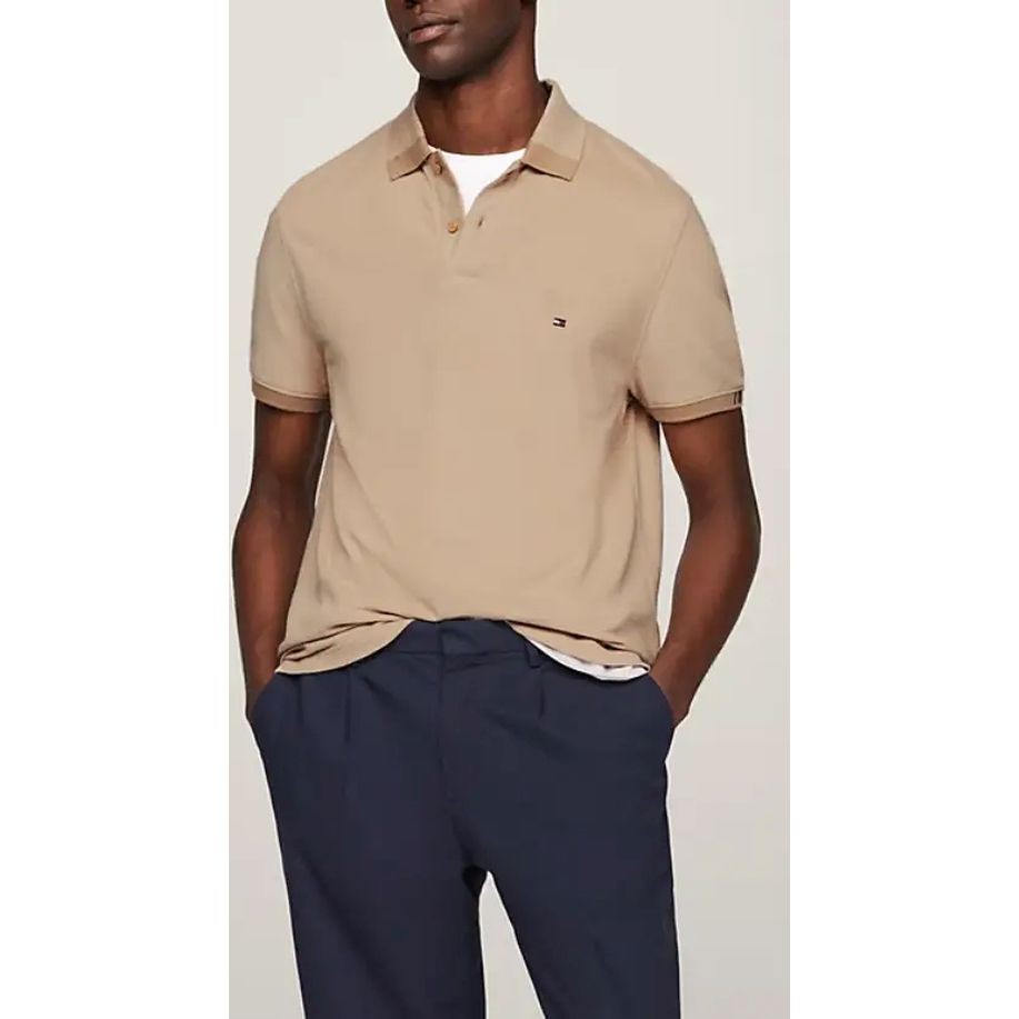 TOMMY HILFIGER Polo marškiniai trumpos rank. vyrams, Žalia, Collar placement reg polo 2