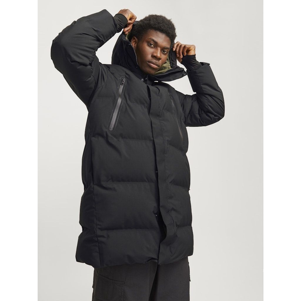 JACK & JONES Pūkinis paltas vyrams, Juoda, Alpha long puffer 6