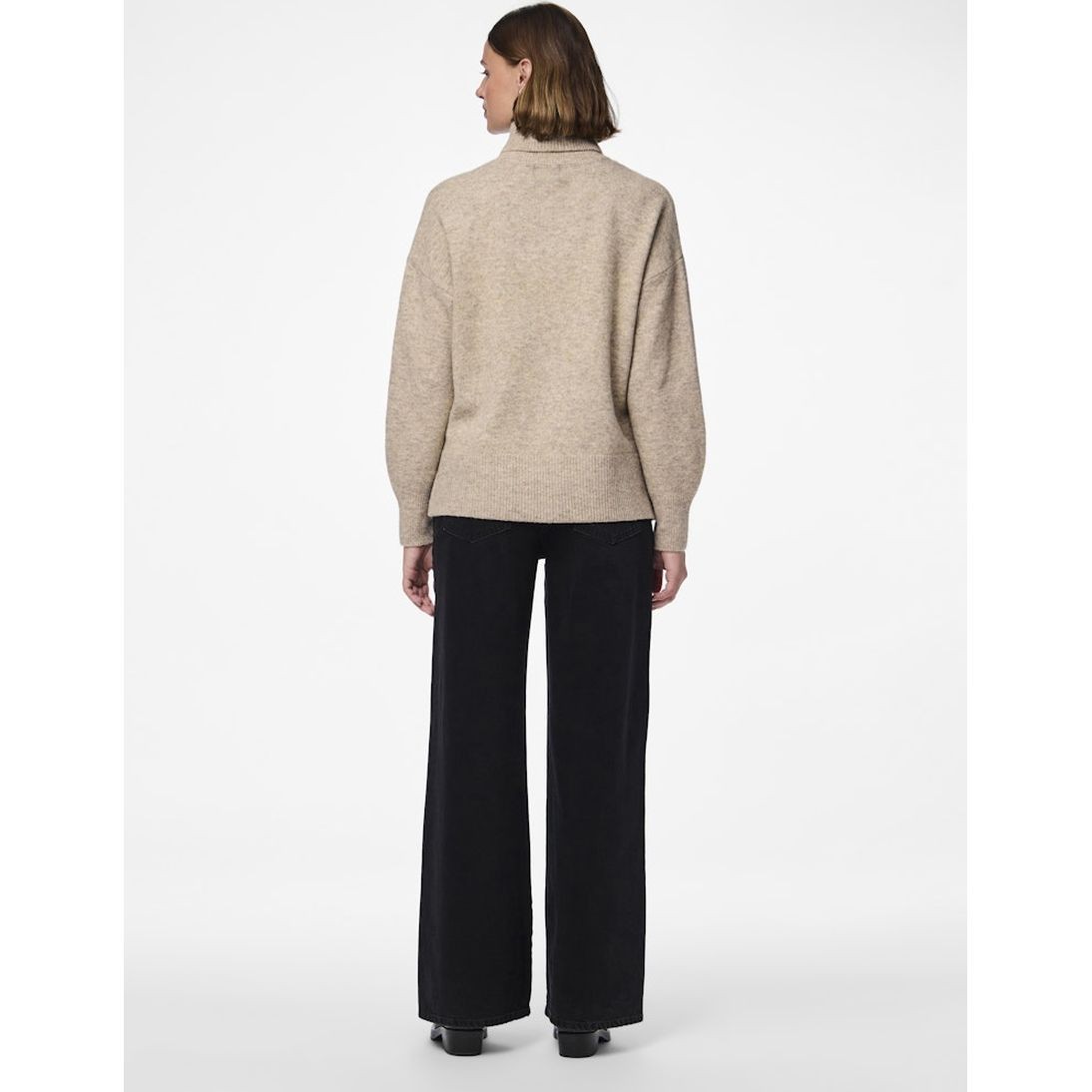 PIECES Megztinis su kaklu moterims, Smėlio, Malou rollneck knit 5