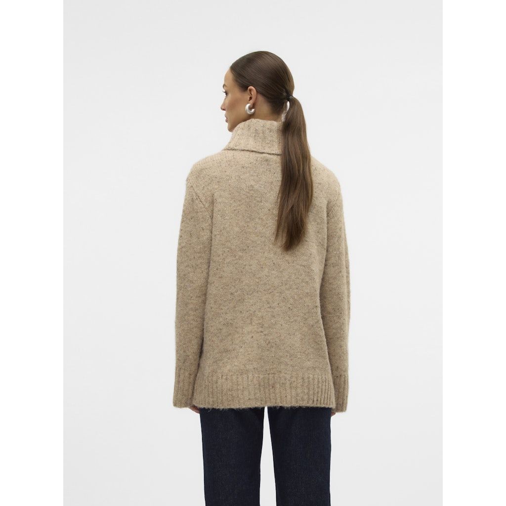 VERO MODA Megztinis su kaklu moterims, Smėlio, Ingrid cowlneck pullover 4