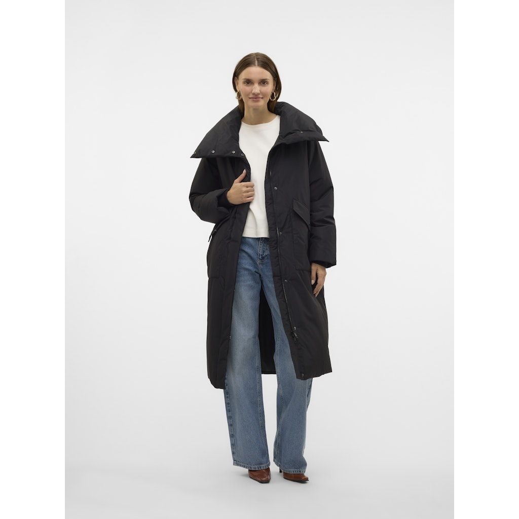 VERO MODA Pūkinis paltas moterims, Juoda, Rikke long down coat 6