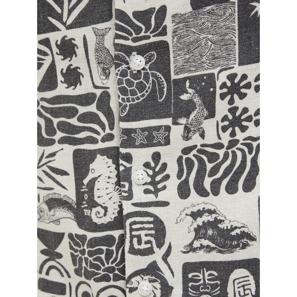 JACK & JONES Marškiniai trump. rankovėmis vyrams, Juoda, Wayne resort shirt 6